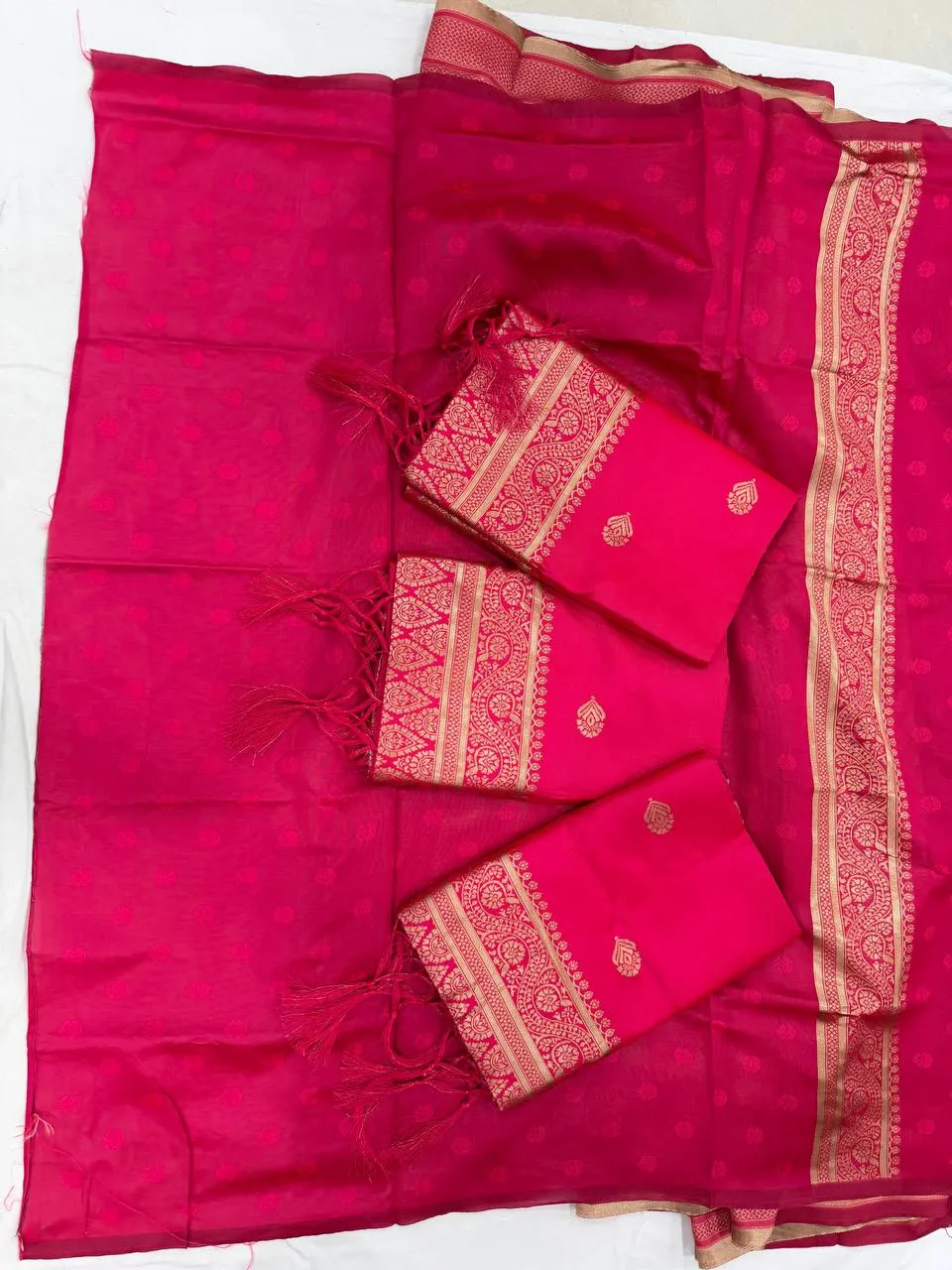 Rani 6079 Ruby Color Soft Lichi Silk Jacquard Saree