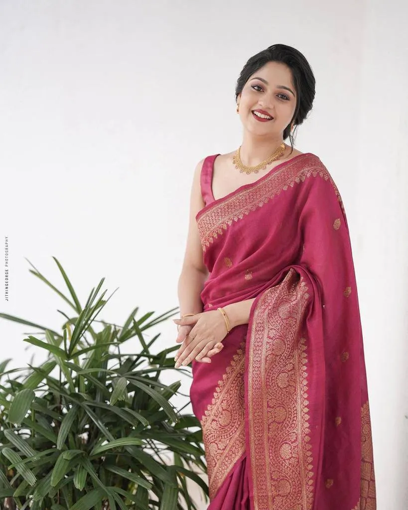 Rani 6079 Ruby Color Soft Lichi Silk Jacquard Saree