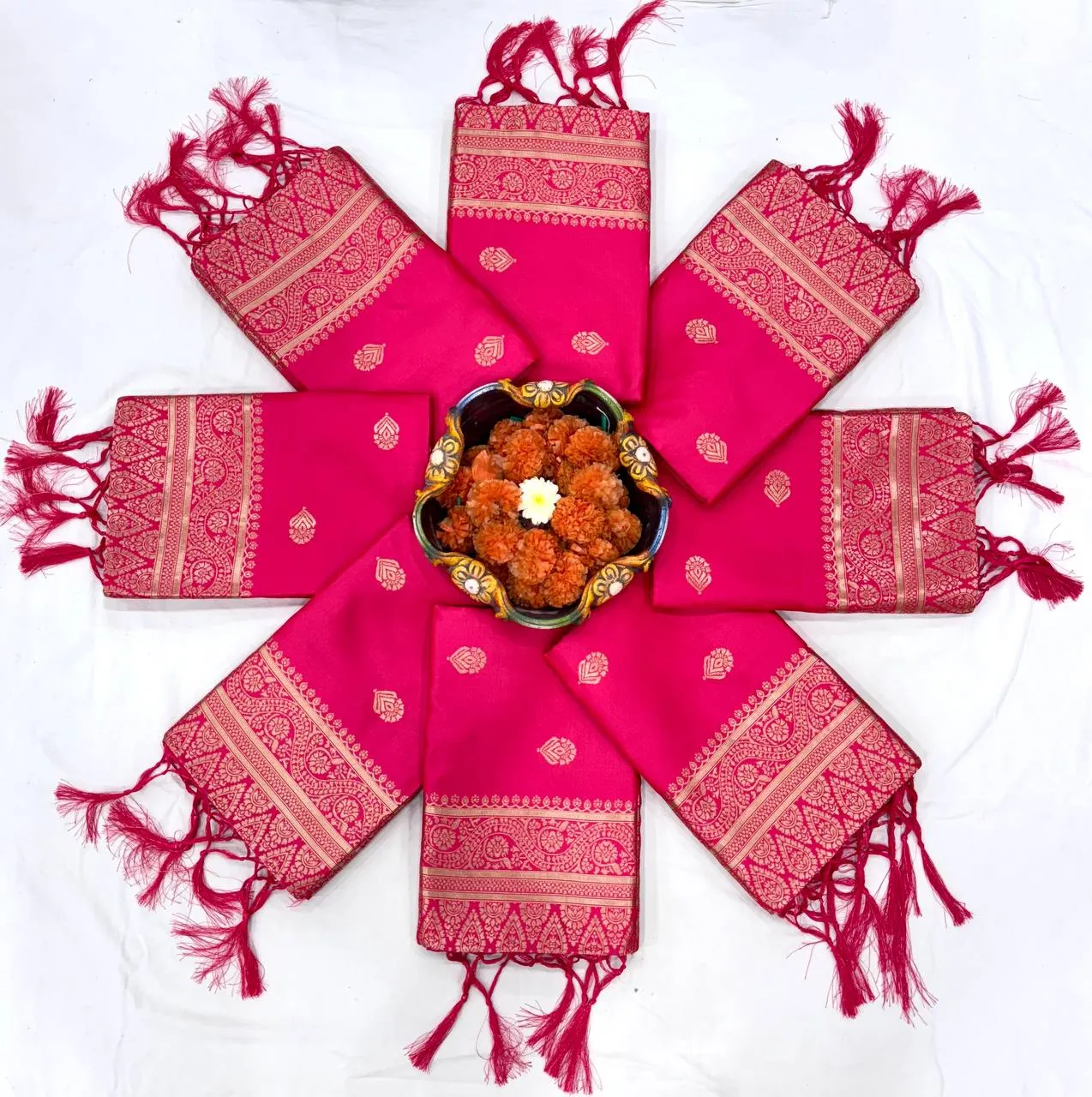 Rani 6079 Ruby Color Soft Lichi Silk Jacquard Saree