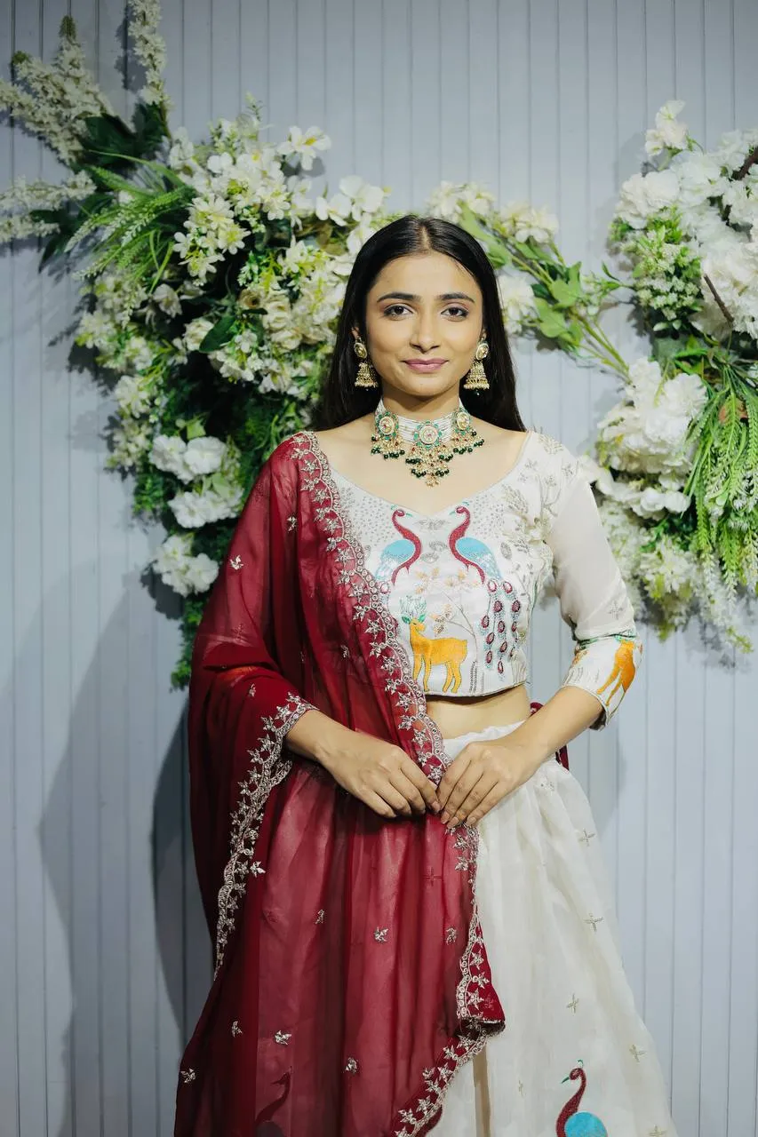 RBC 1116 Tissue Silk Peacock Embroidery Lehenga Choli