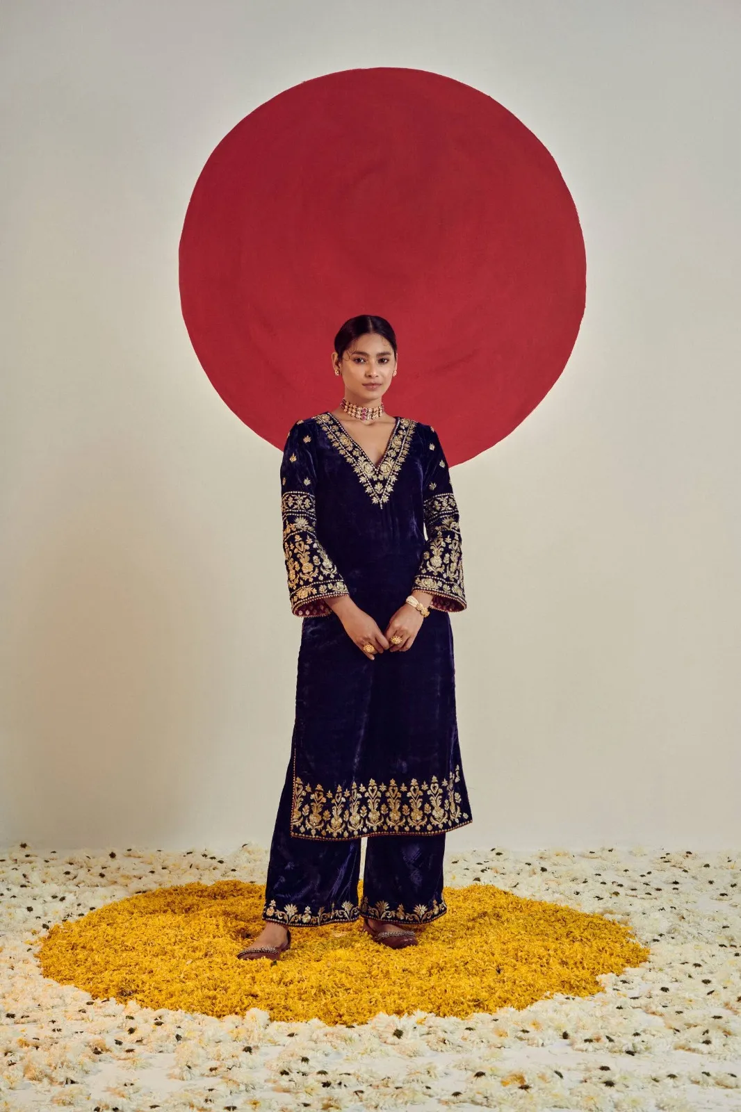 RBC 1125 Navy Blue Velvet Festival Readymade Dress