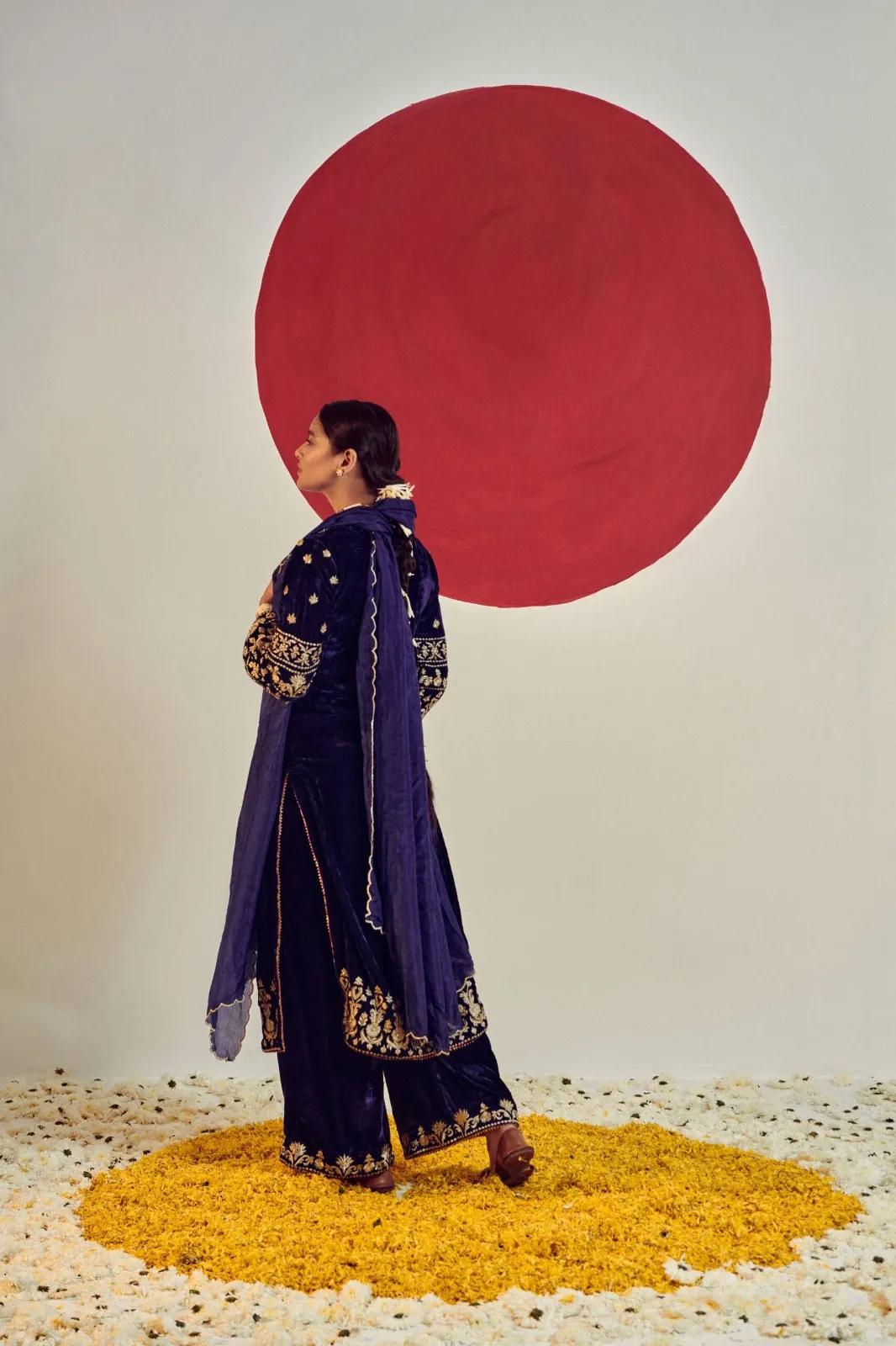 RBC 1125 Navy Blue Velvet Festival Readymade Dress