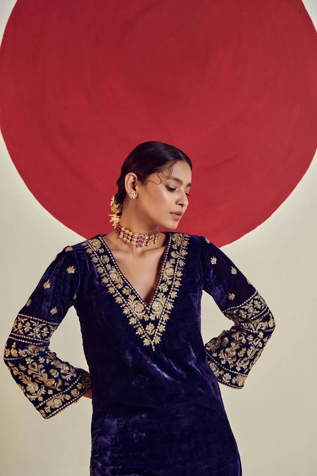 RBC 1125 Navy Blue Velvet Festival Readymade Dress