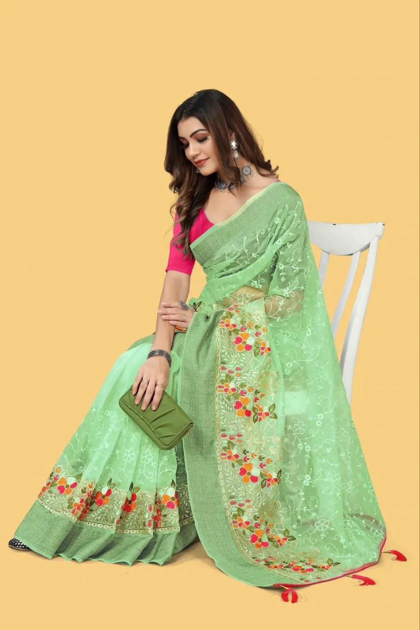 RBC 5067 Organza Silk Embroidery Party Wear Sarees