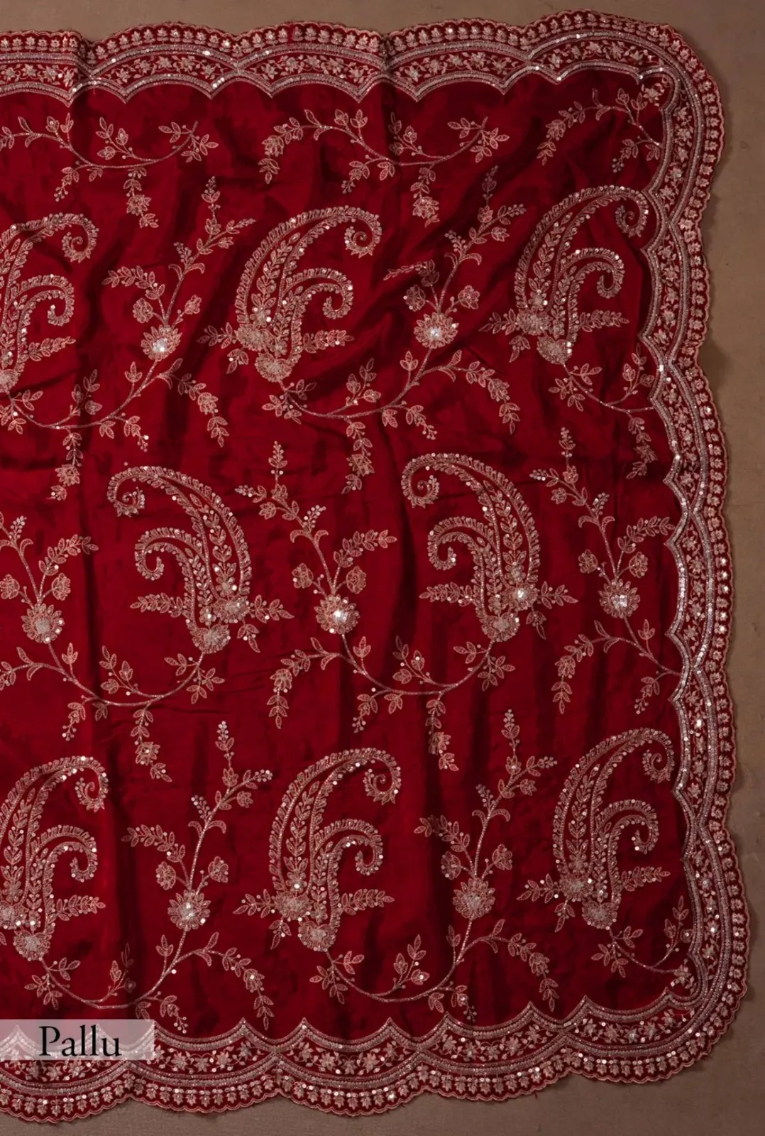 RBC 6033 Red Fandy Satin Silk Embroidery Christmas Sarees