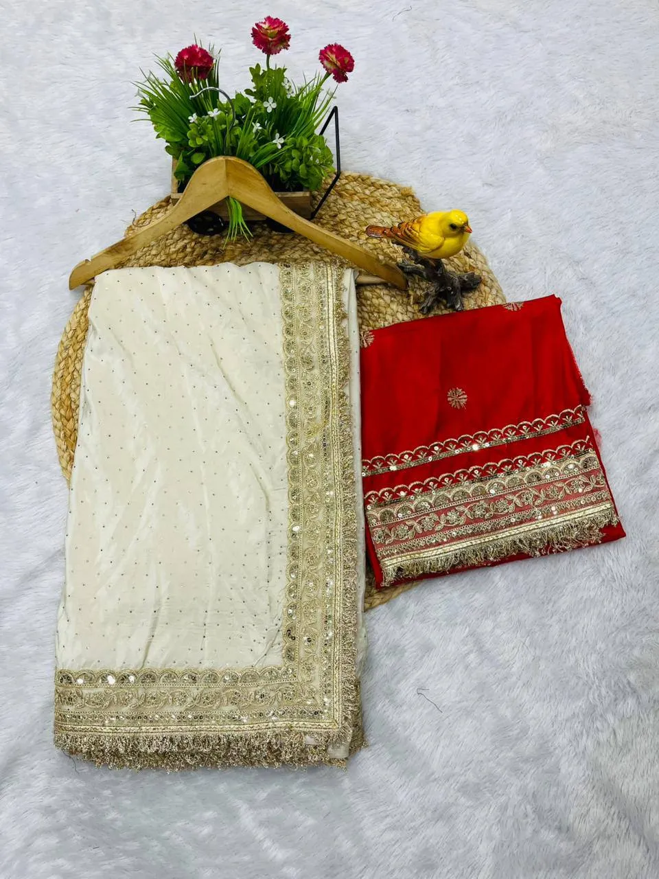 RBC 6035 Cream Soft Smoothy Silk Bollywood Sarees