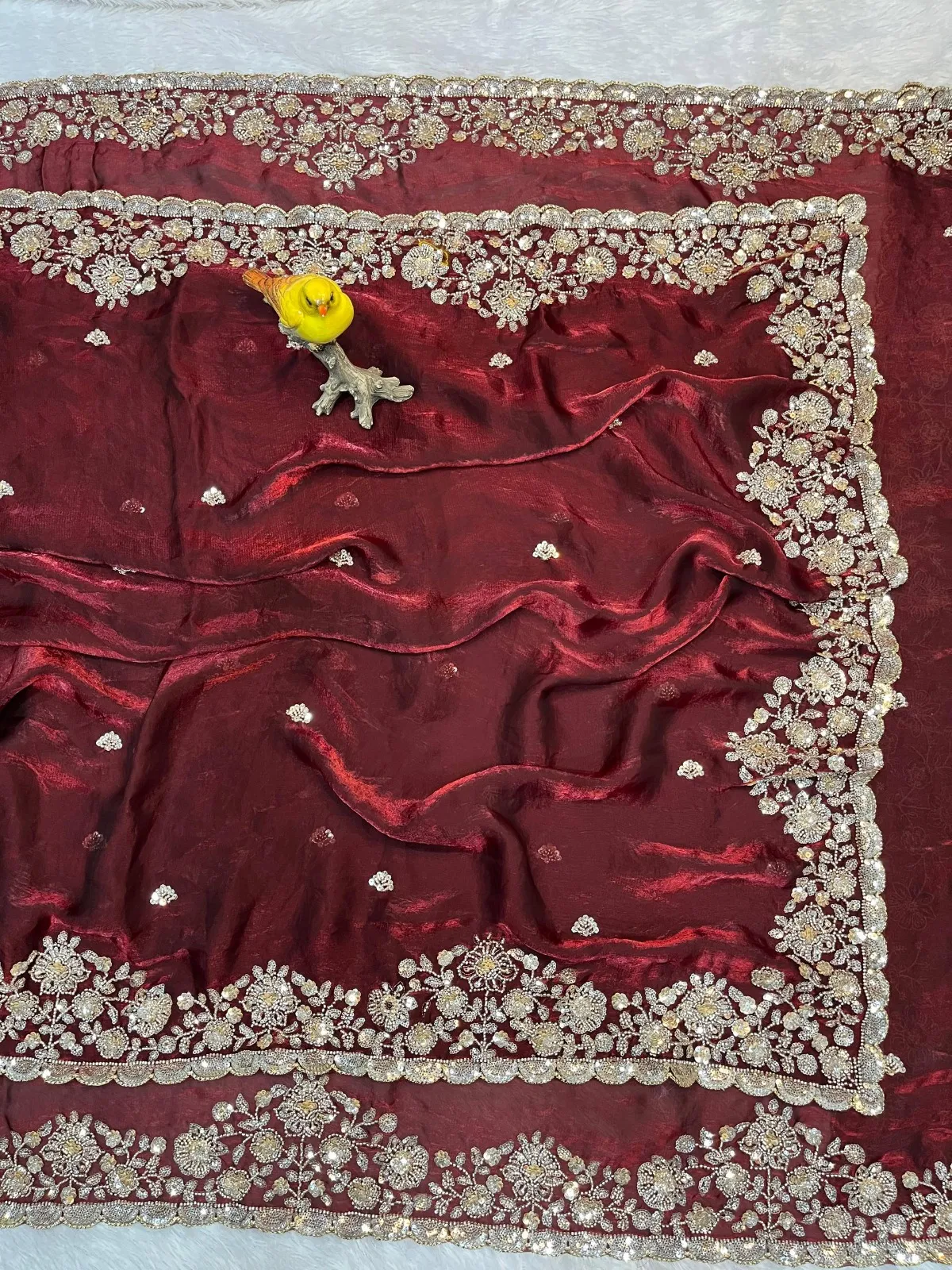 RBC 6042 Fandy Satin Silk Sequins Work Saree