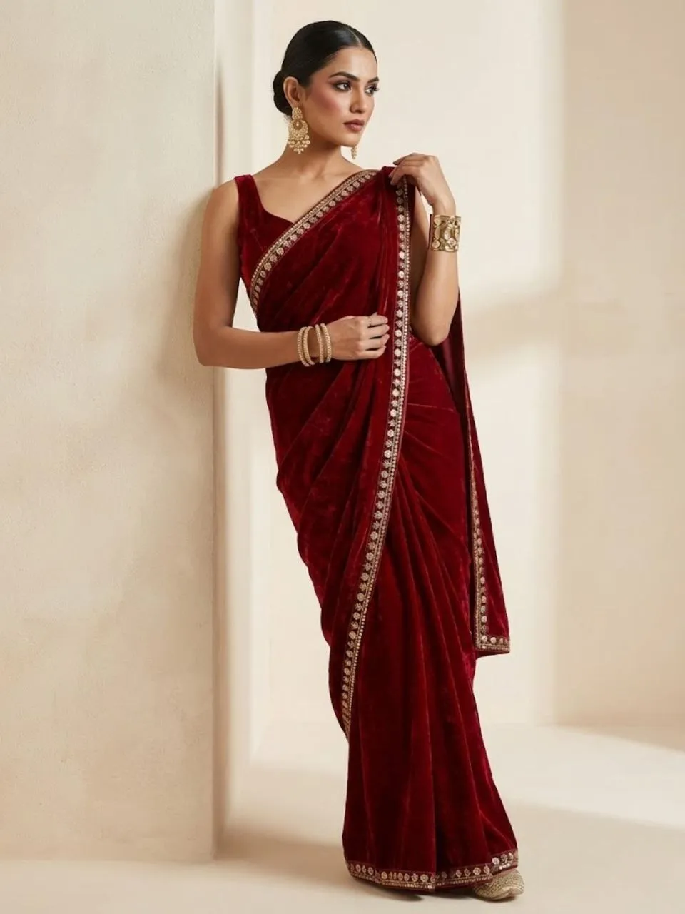 RBC 6049 Velvet Plain Winter Sarees