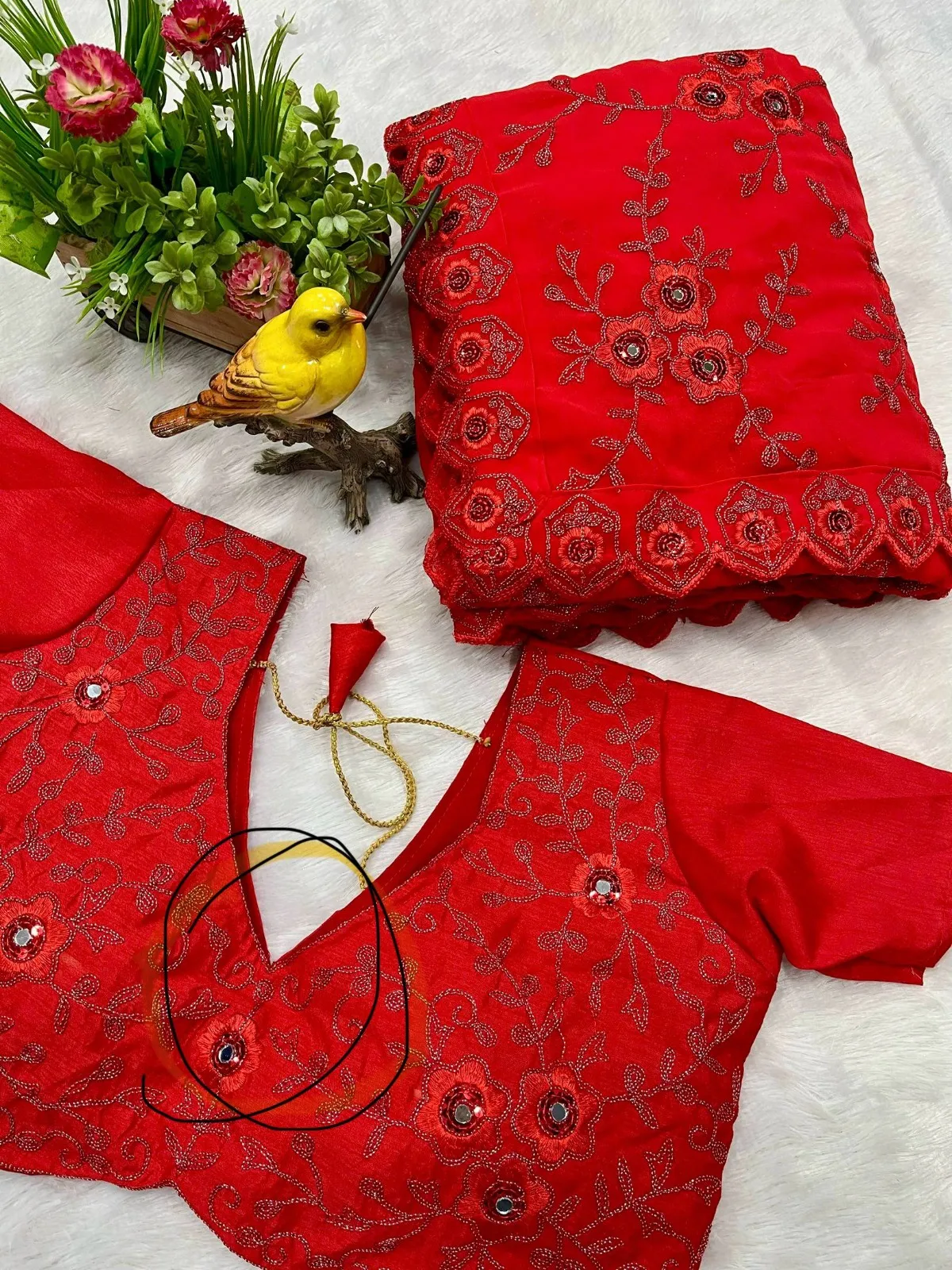 RBC Leela Red Faux Georgette Christmas Saree