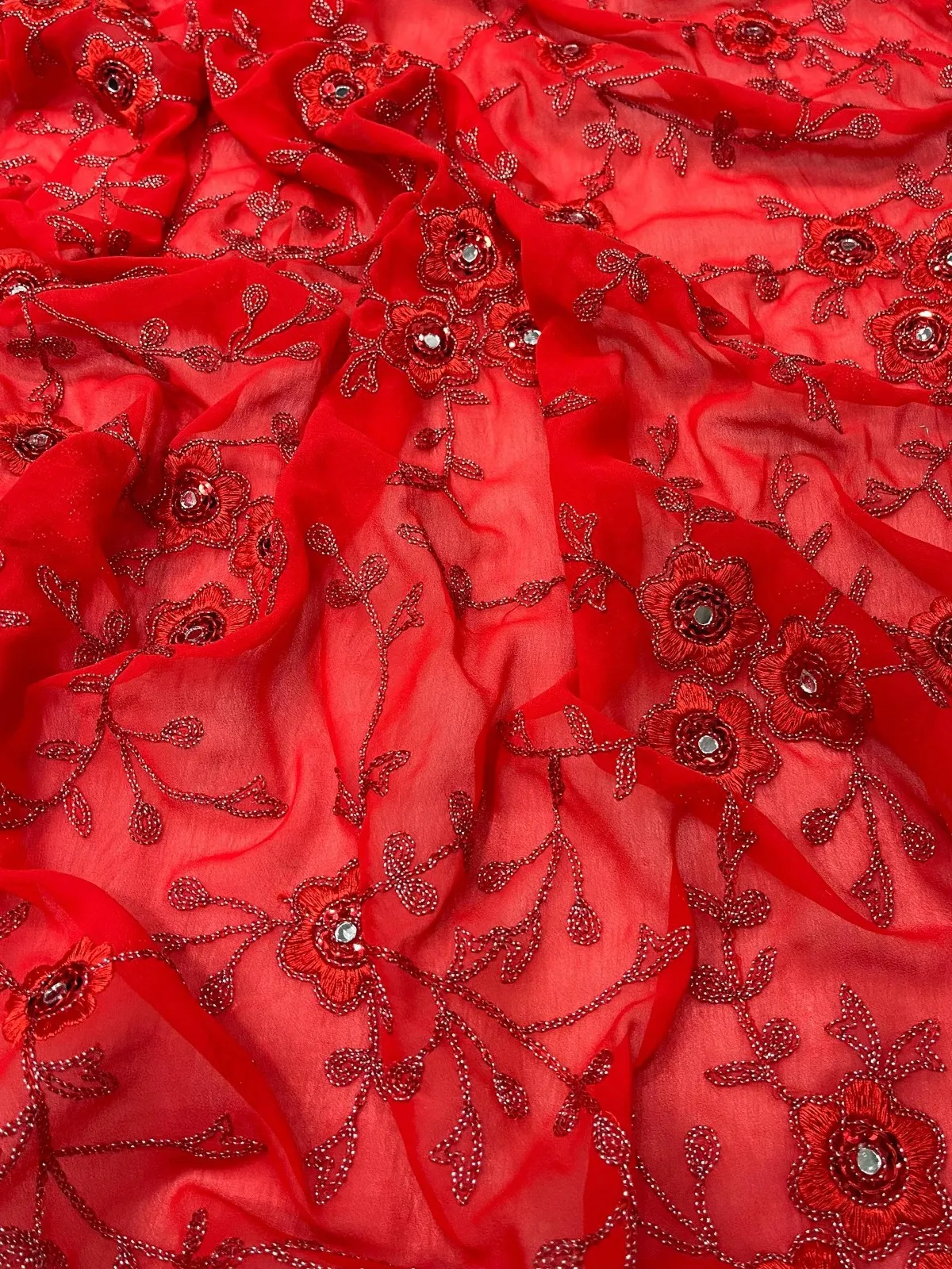 RBC Leela Red Faux Georgette Christmas Saree