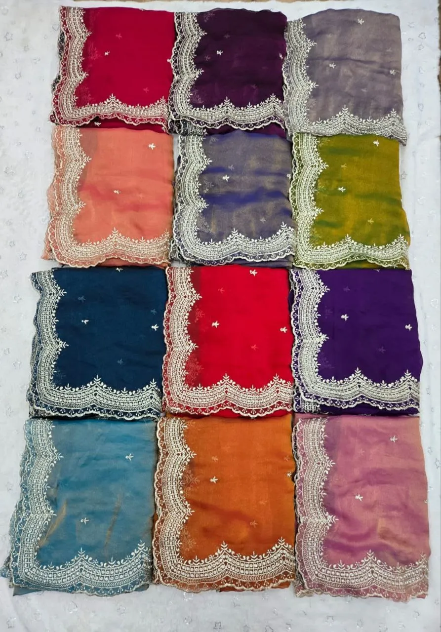 RC1 Vol 91 Nc Moss Satin Emrodairy Party Wear Sarees