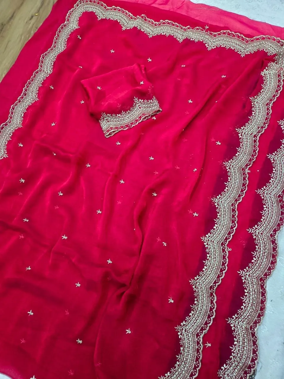 RC1 Vol 91 Nc Moss Satin Emrodairy Party Wear Sarees