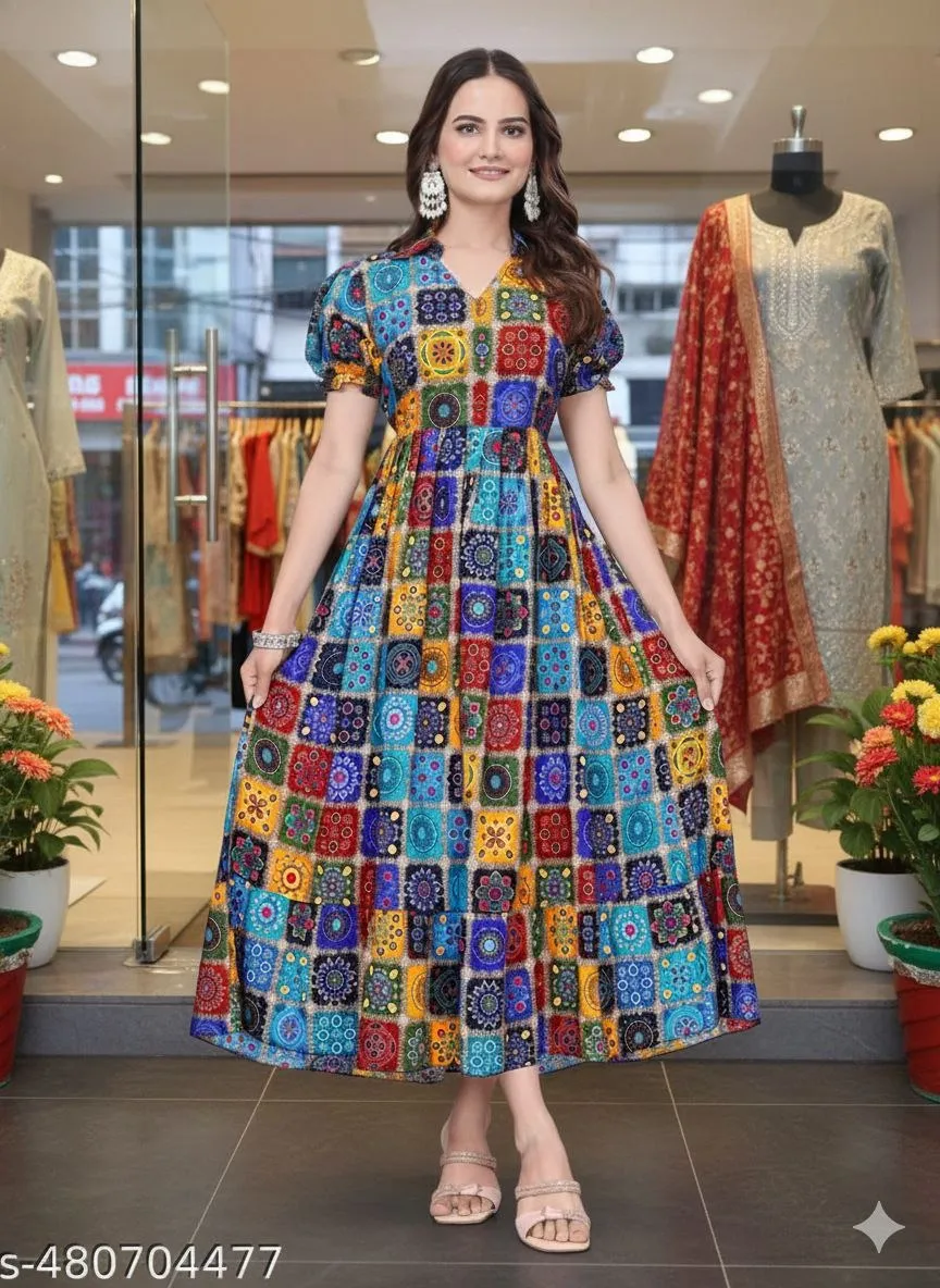 RM Multi Color Georgette Frock Kurtis