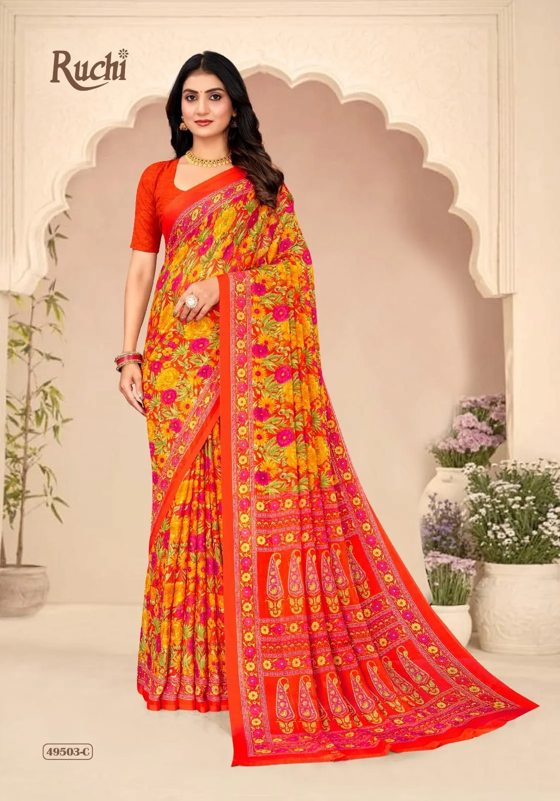 Ruchi Star Chiffon 205 Printed Casual Wear Saree Collection Sarees