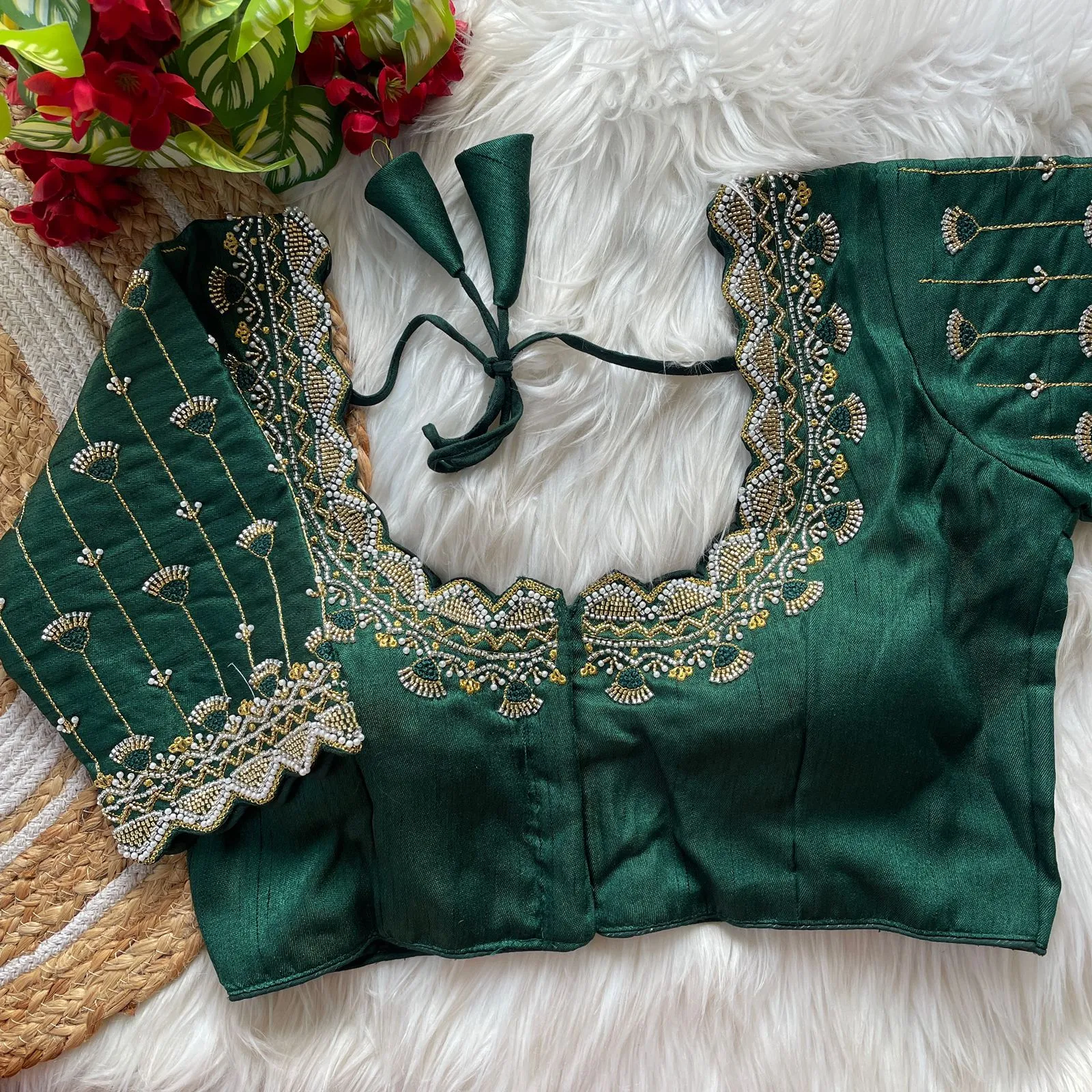 Ruhi Vol 111 Roman Silk Jari Beads Work Readymade Blouse