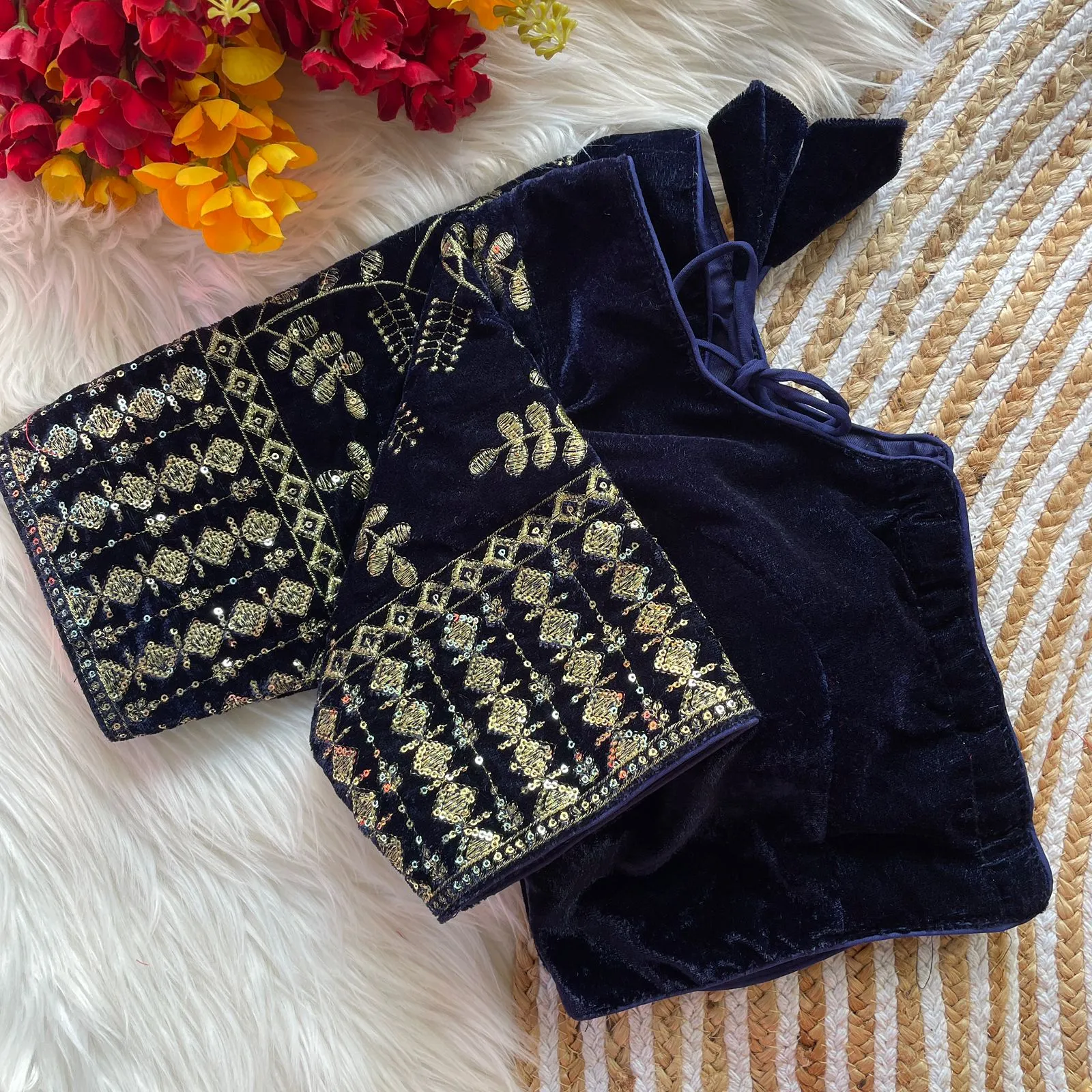 Ruhi Vol 96 Velvet Sequence Thread Wedding Readymade Blouse