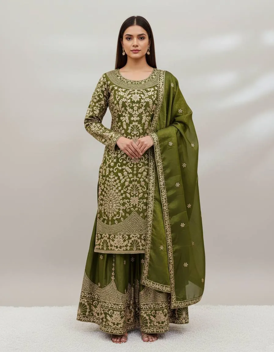 Sabina 1697 Silk Designer Mehndi Occasion Readymade Dress