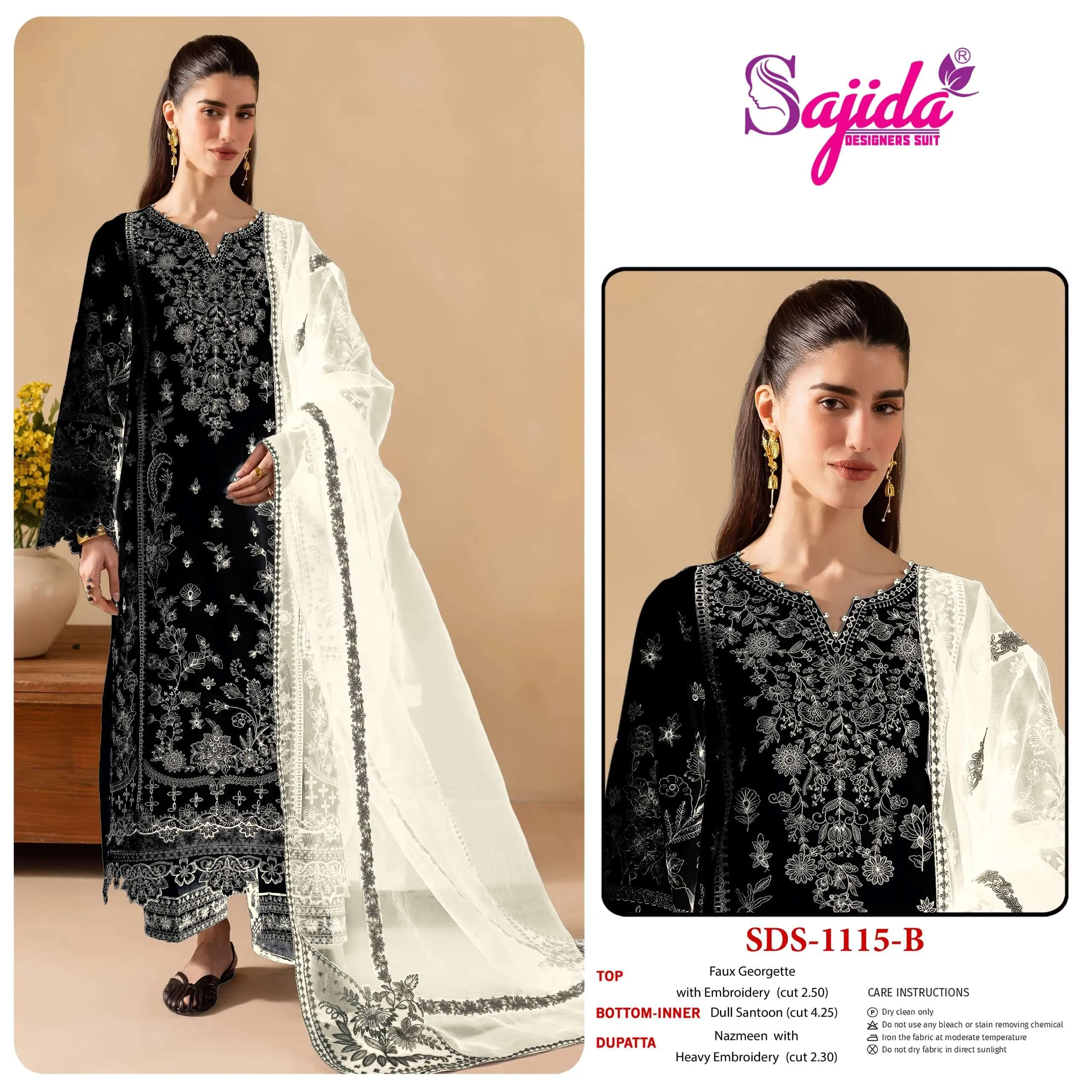Sajida Designer Design No - 1115 Ab Pakistani Suits