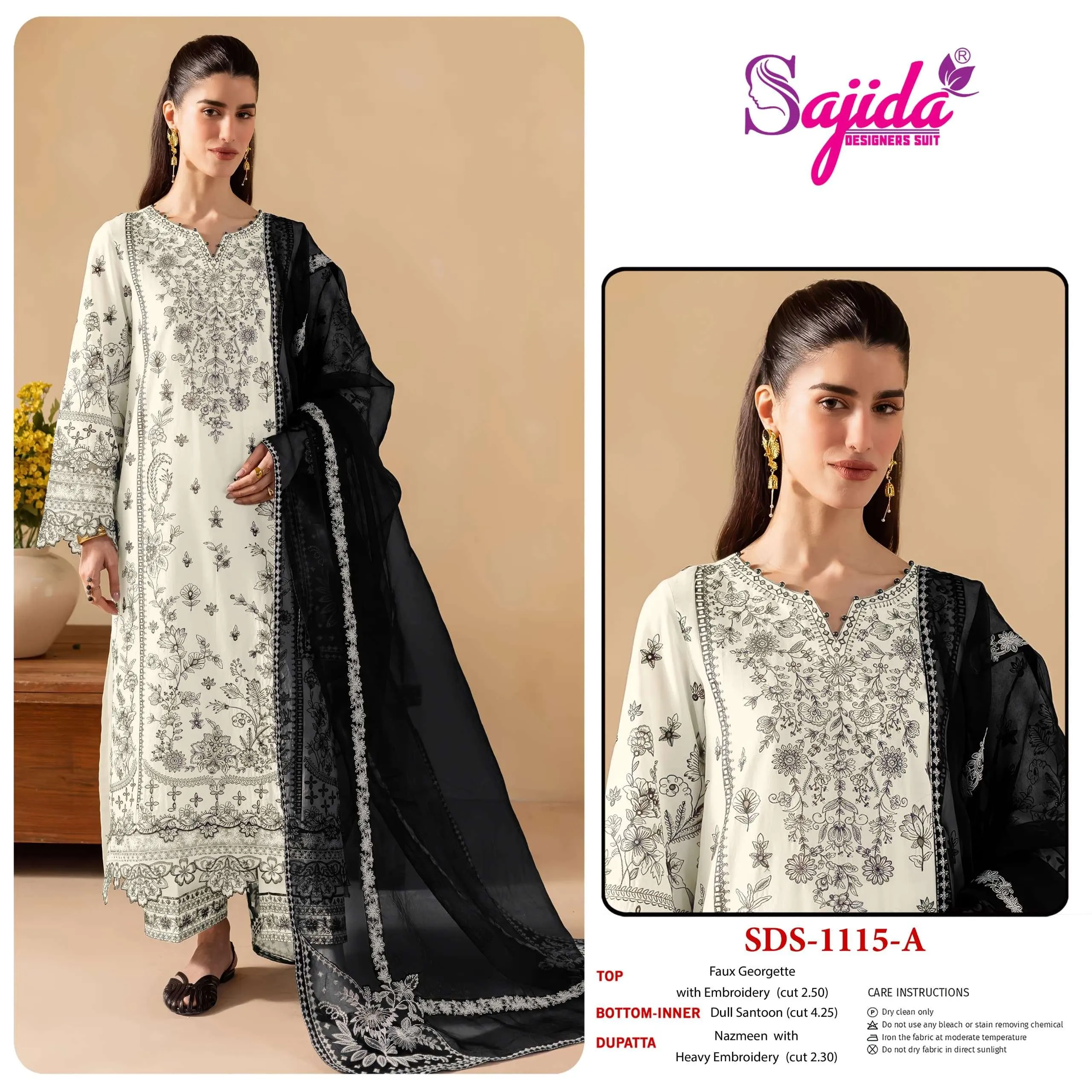 Sajida Designer Design No - 1115 Ab Pakistani Suits