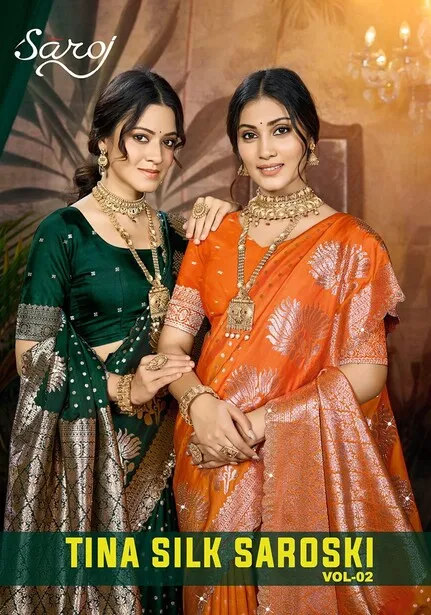 Saroj Tina Silk Saroski Vol 2 Silk Wdding Wear Fancy Saree Collection Sarees