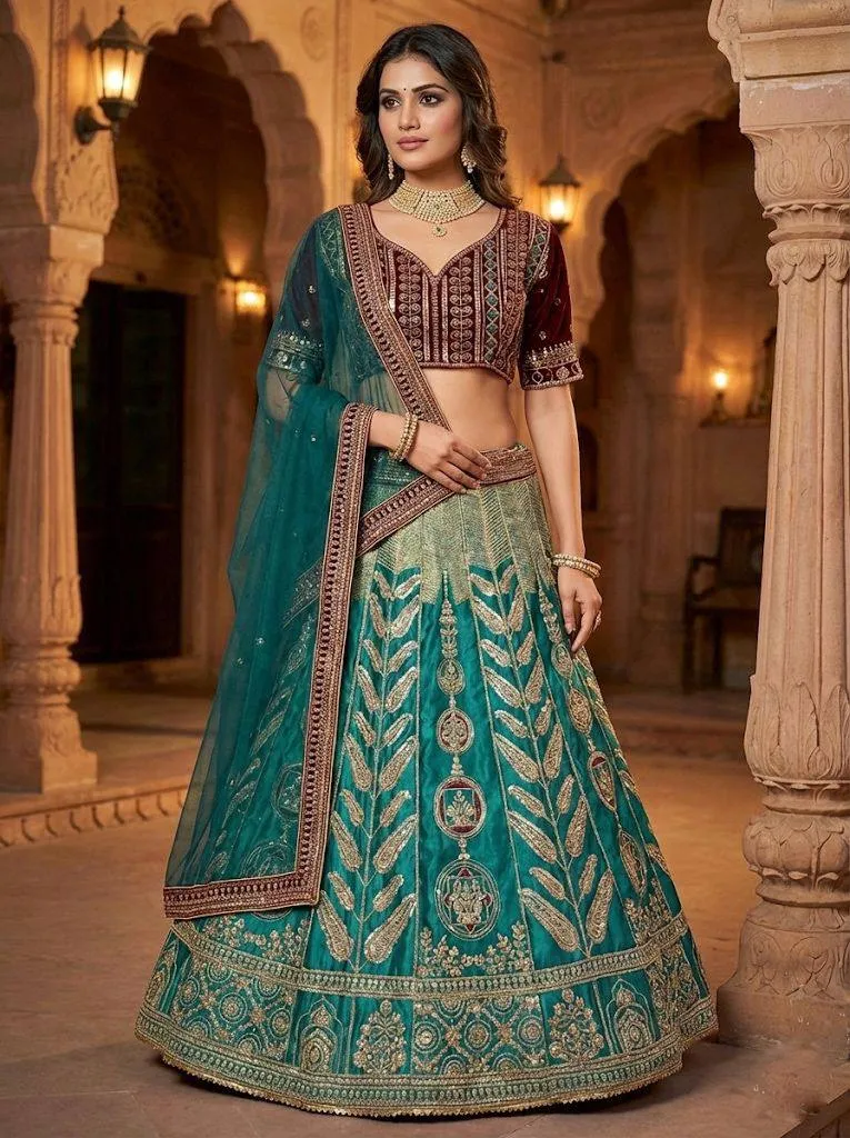 SBD 1806 Japan Satin Silk Sequins Embroidery Lehenga Choli