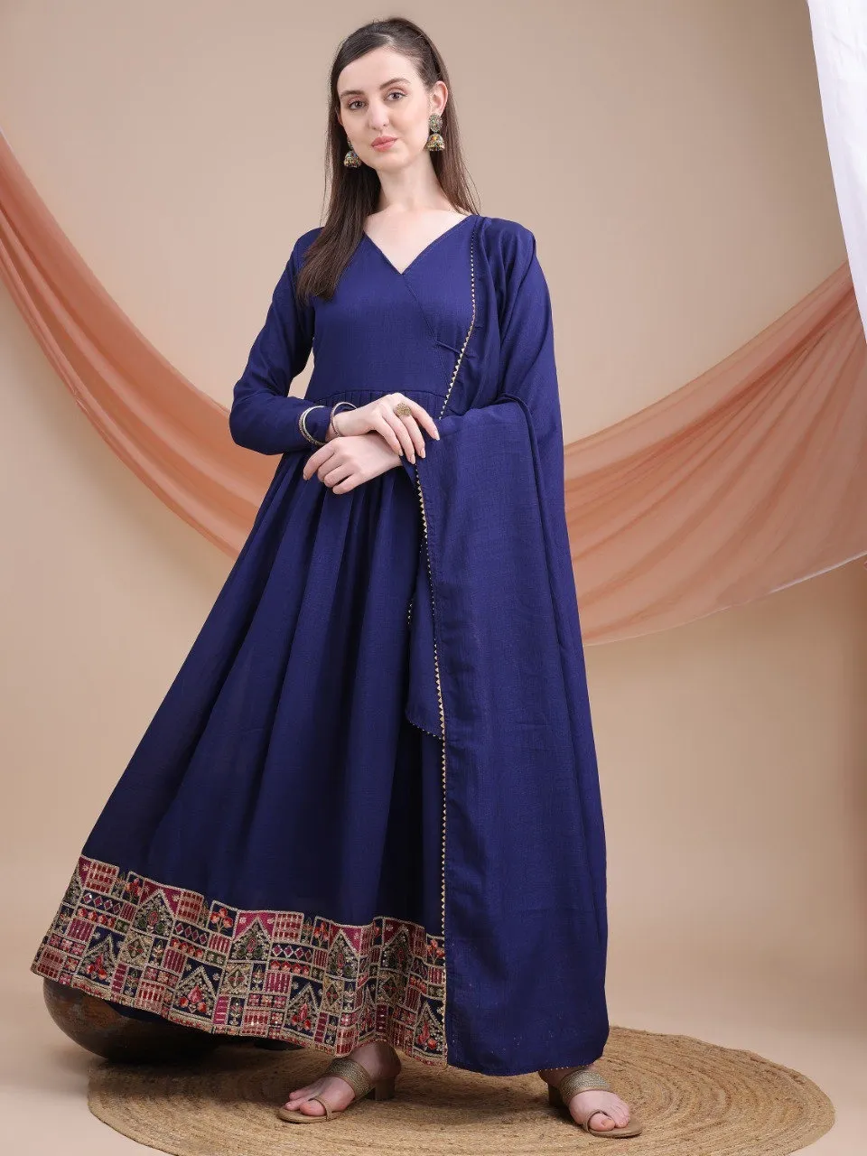Shiv Vol 115 Blue Vichitra Silk Embroidery Gown