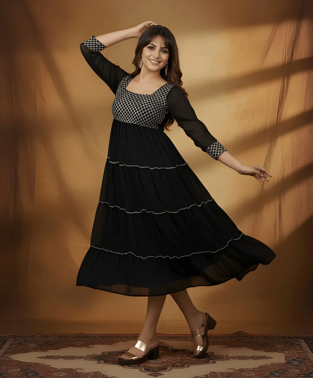 Shiv Vol 116 Black Georgette Long Kurti Kurtis