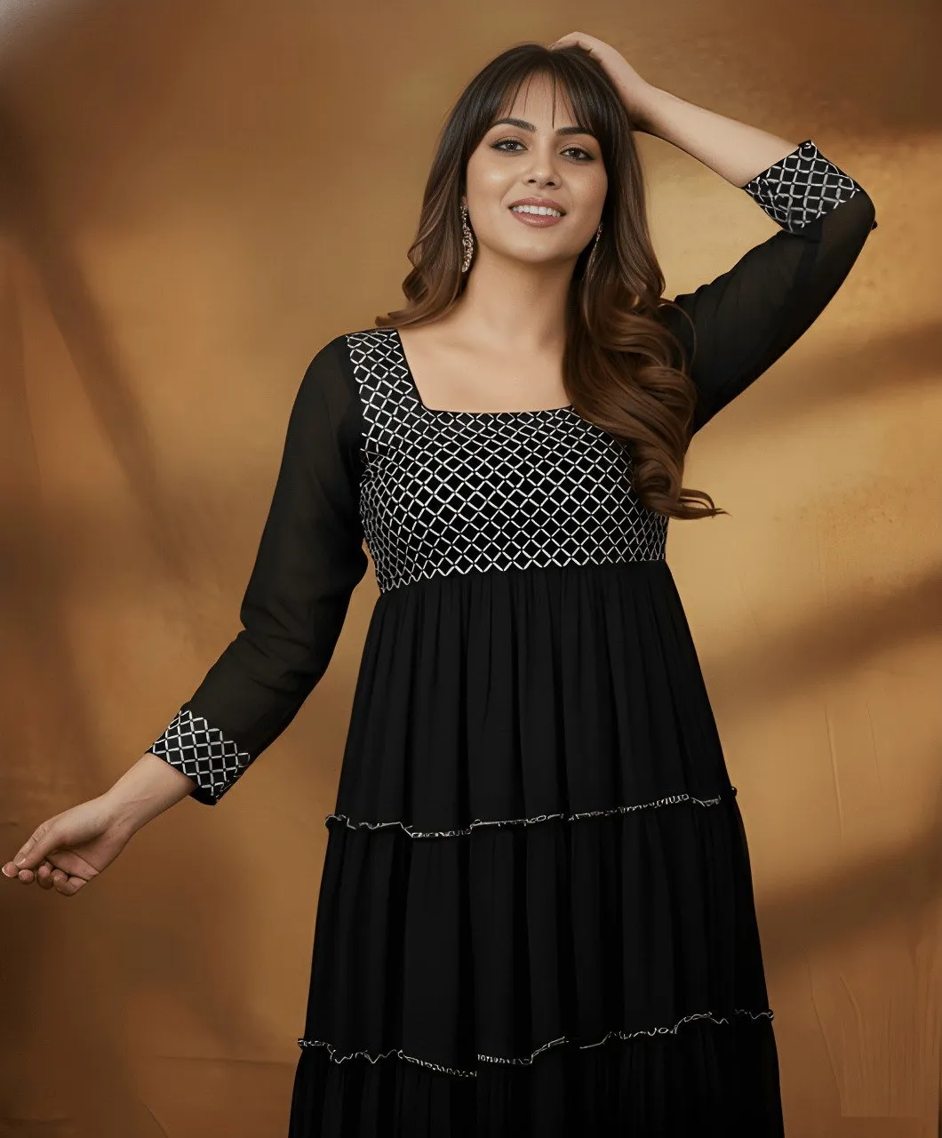 Shiv Vol 116 Black Georgette Long Kurti Kurtis