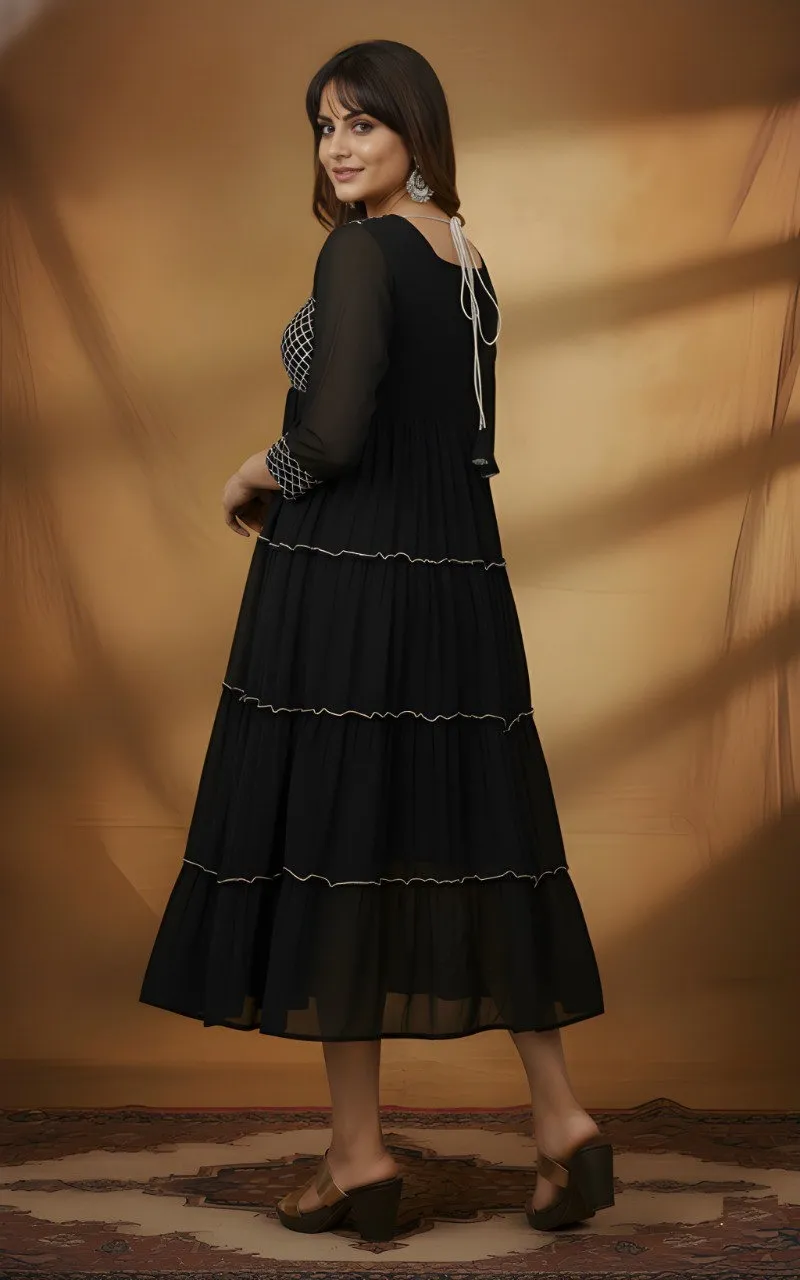 Shiv Vol 116 Black Georgette Long Kurti Kurtis