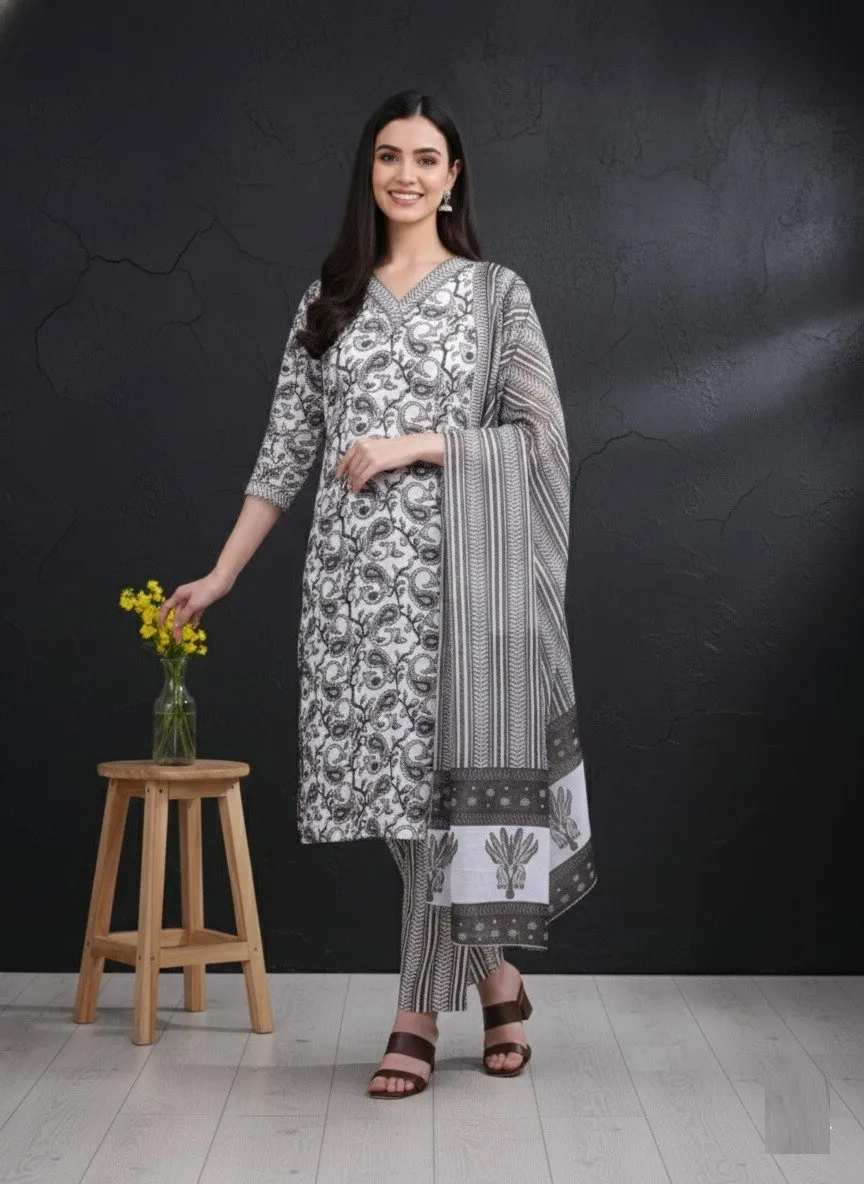 Shiv Vol 116 Grey Cotton Printed Readymade Dress