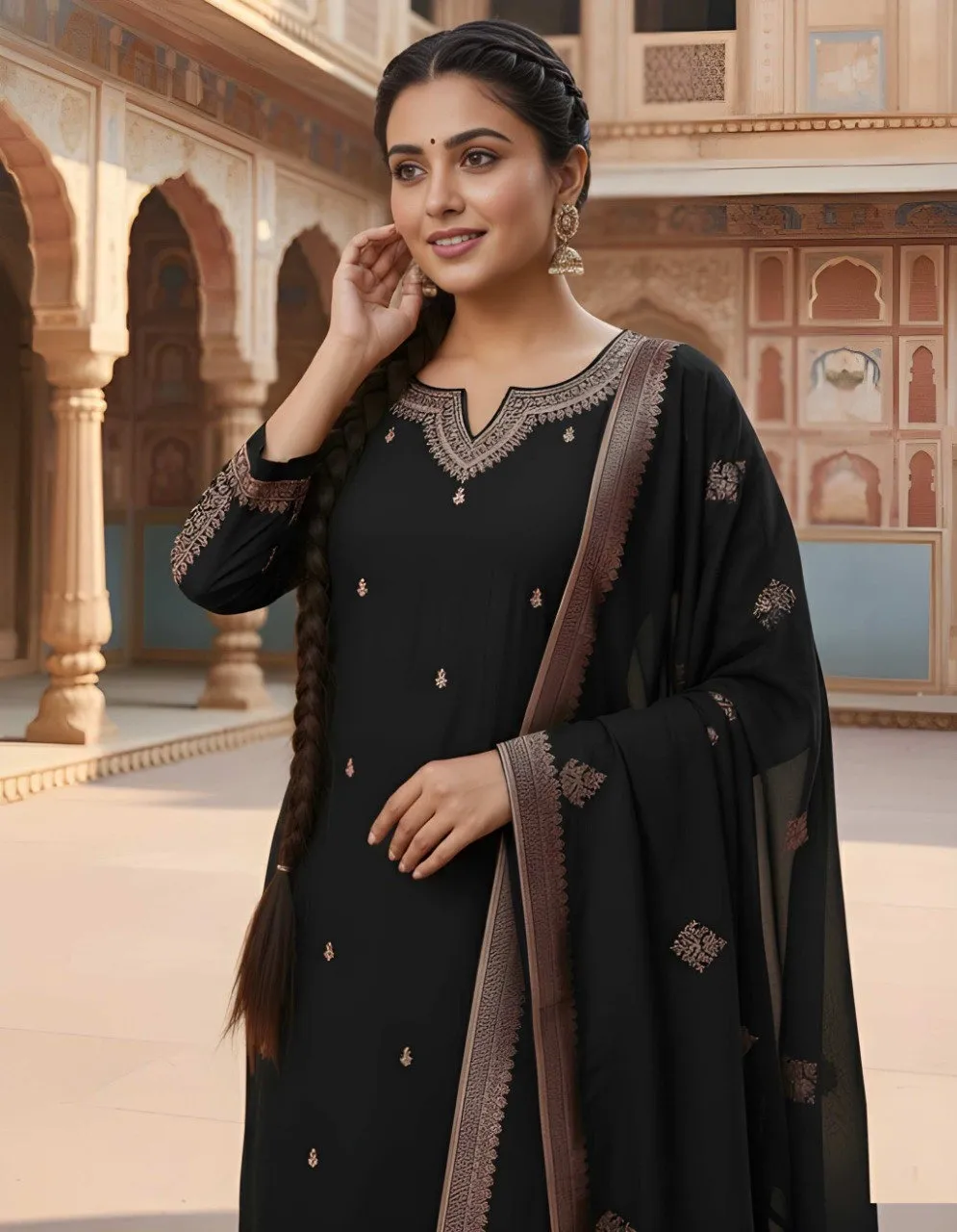 Shiv Vol 125 Black Roman Silk Readymade Dress