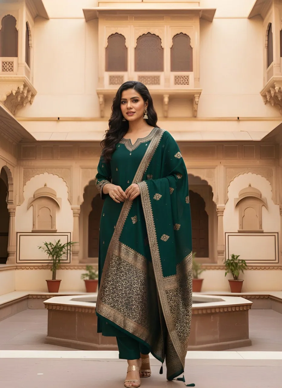 Shiv Vol 126 Green Roman Silk Occasion Readymade Dress