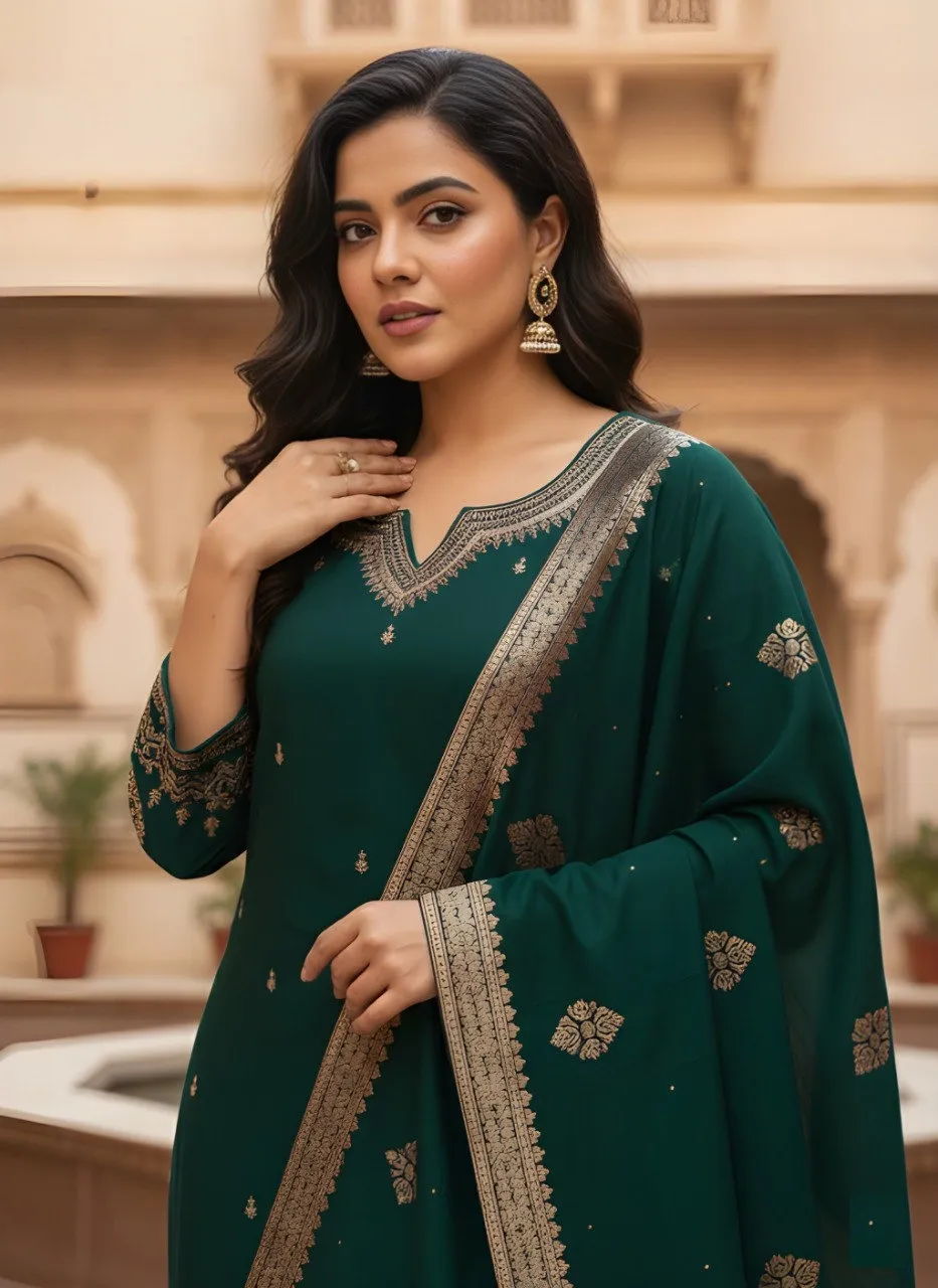 Shiv Vol 126 Green Roman Silk Occasion Readymade Dress
