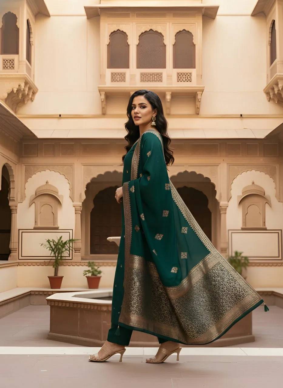 Shiv Vol 126 Green Roman Silk Occasion Readymade Dress