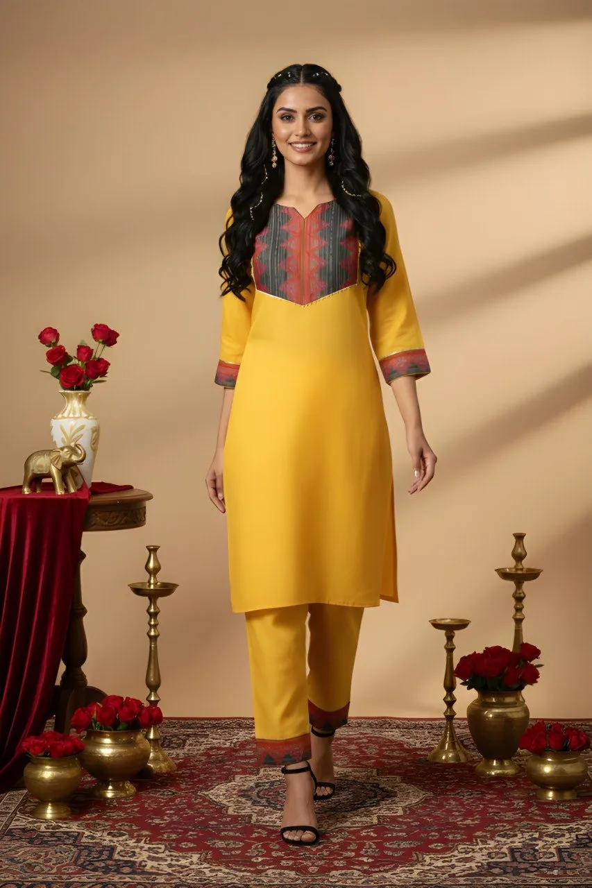 Shiv Vol 140 Yellow Heavy Cotton Occasion Co Ord Set