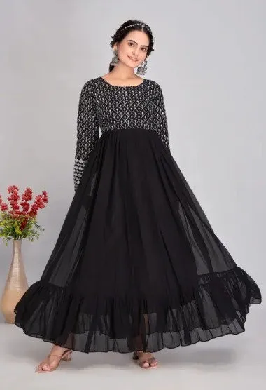 Shiv Vol 89 Black Georgette Anarkali Gown