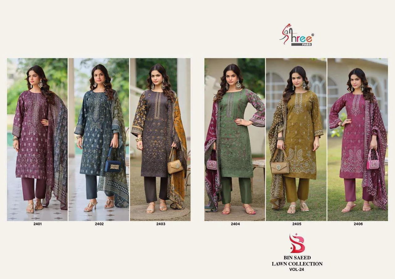 Shree Fab Bin Saeed Lawn Collection Vol 24 Pakistani Suits