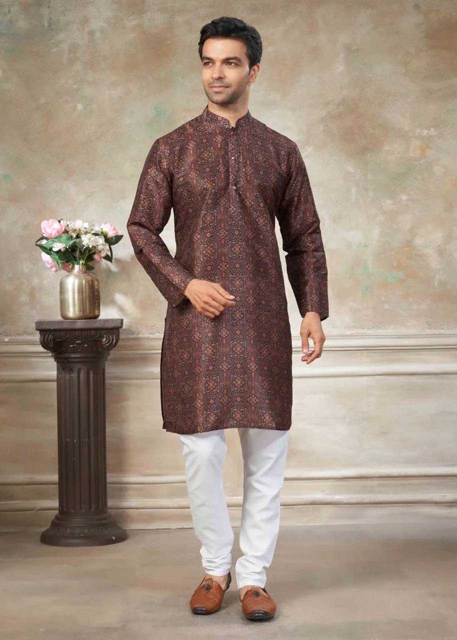 Shyam Vol 48 Silk Digital Printed Kurta Pajama Men's Wear