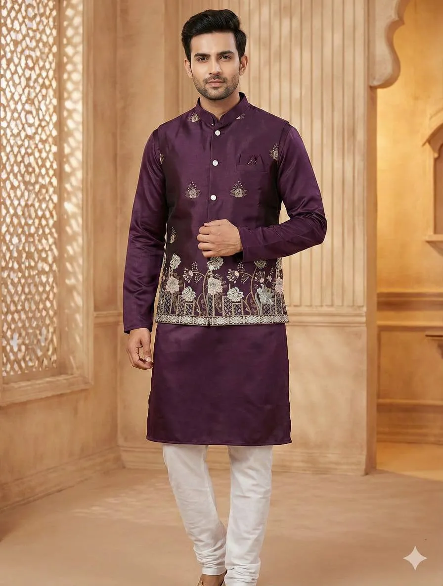 Shyam Vol 55 Malai Silk Wedding Kurta Pajama Men's Wear