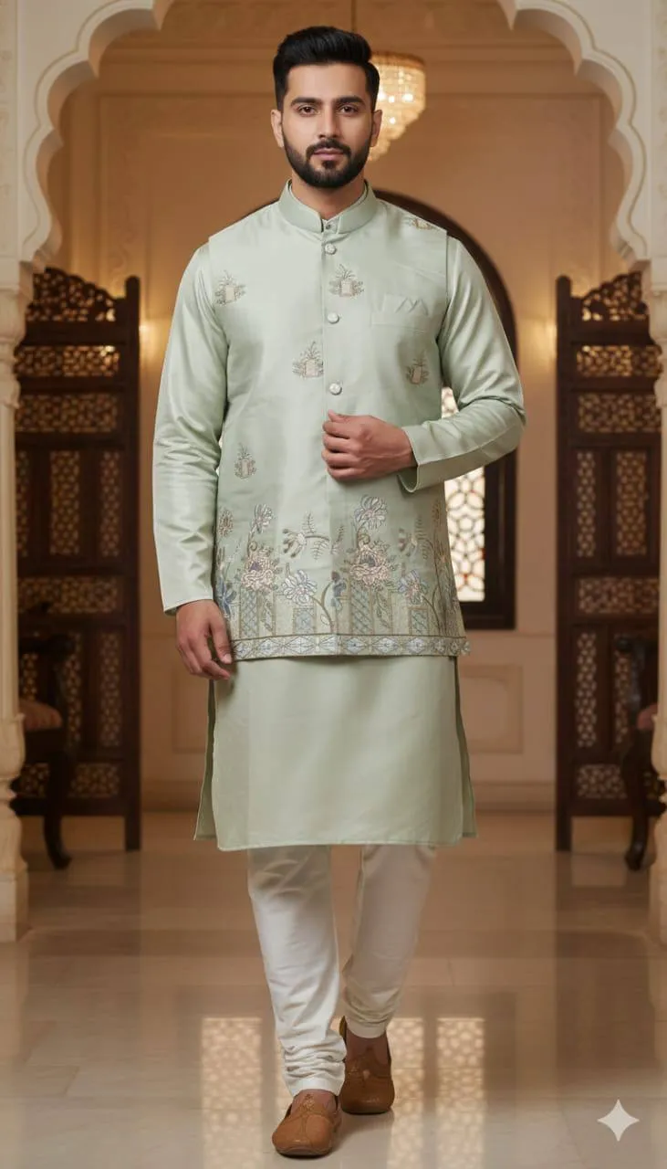 Shyam Vol 55 Malai Silk Wedding Kurta Pajama Men's Wear