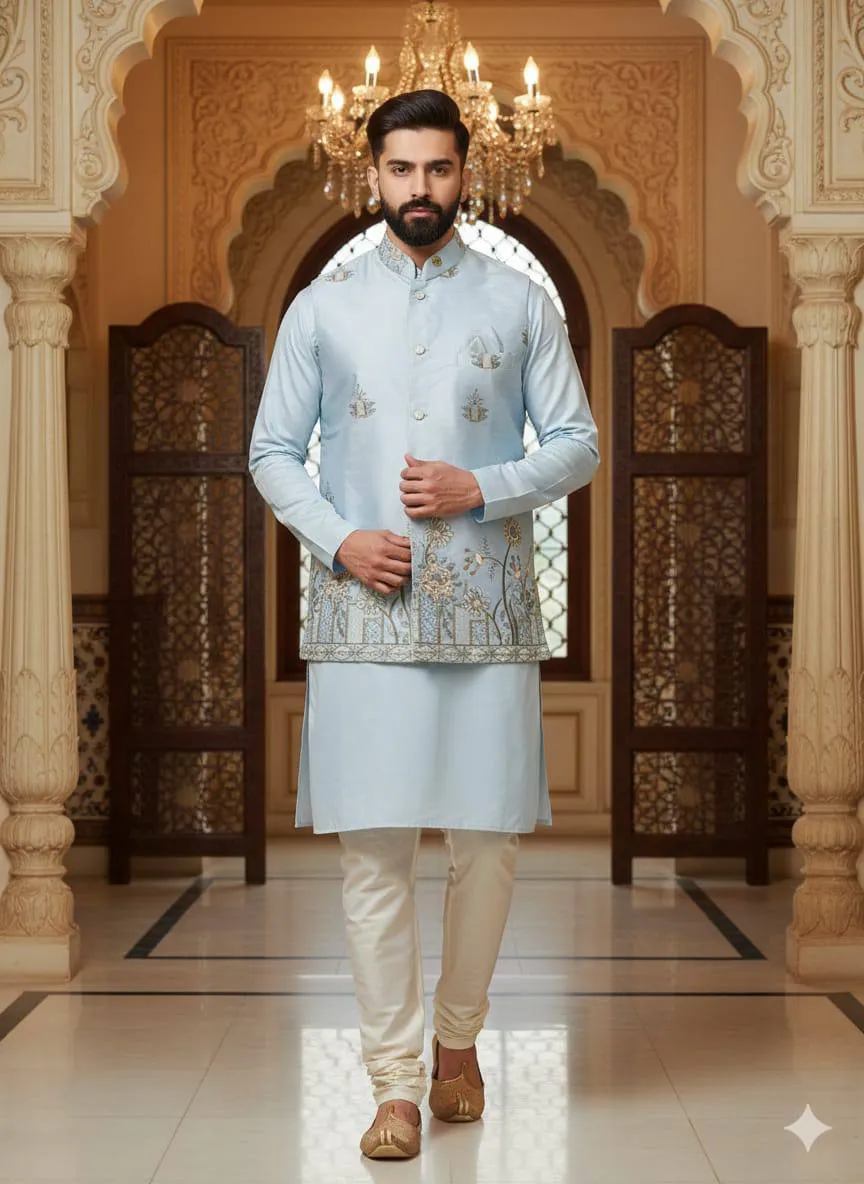 Shyam Vol 55 Malai Silk Wedding Kurta Pajama Men's Wear
