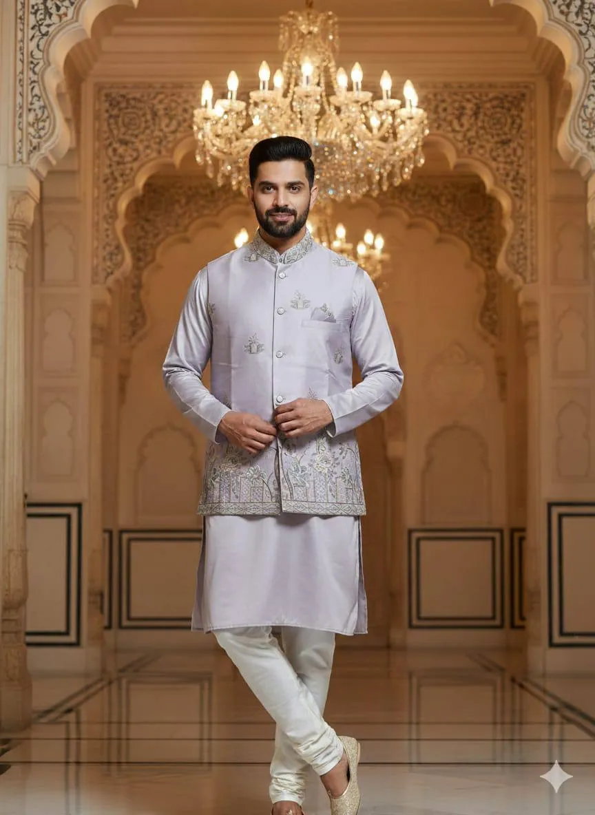 Shyam Vol 55 Malai Silk Wedding Kurta Pajama Men's Wear