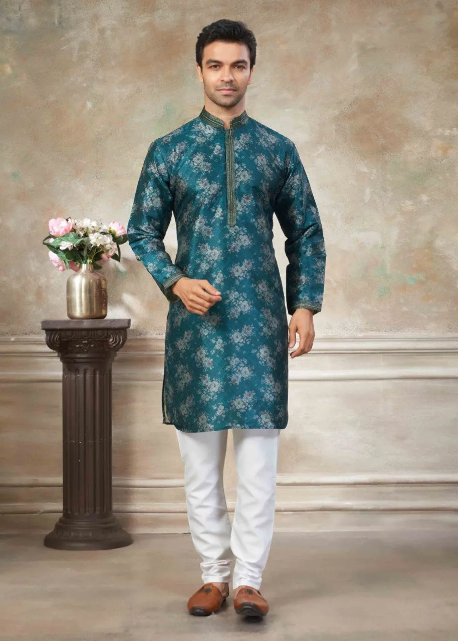 Shyam Vol 59 Silk Digital Printed Kurta Pajama Men's Wear