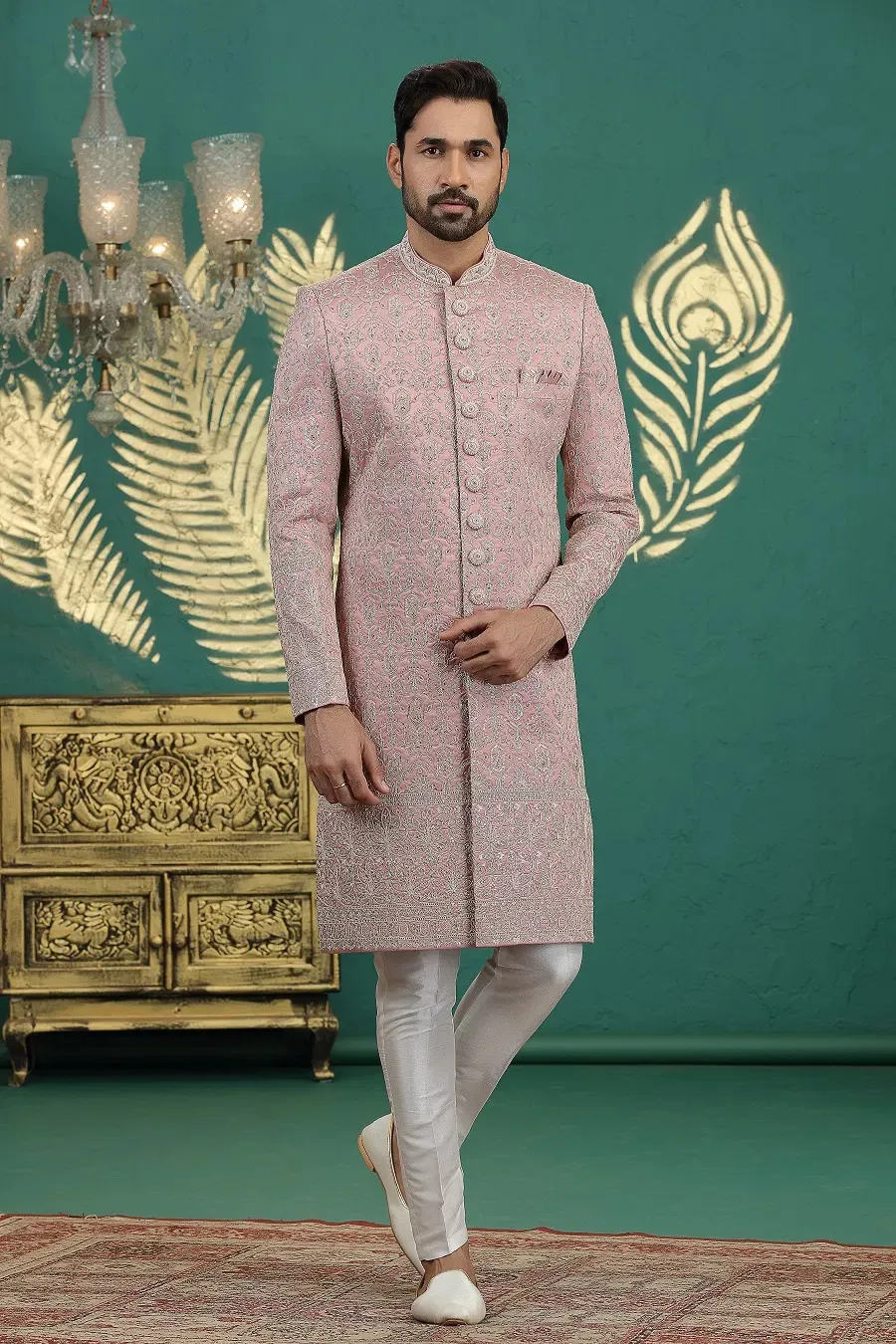 Sumi 4012 Art Silk Occasion Sherwani With Bottom Men's Wear