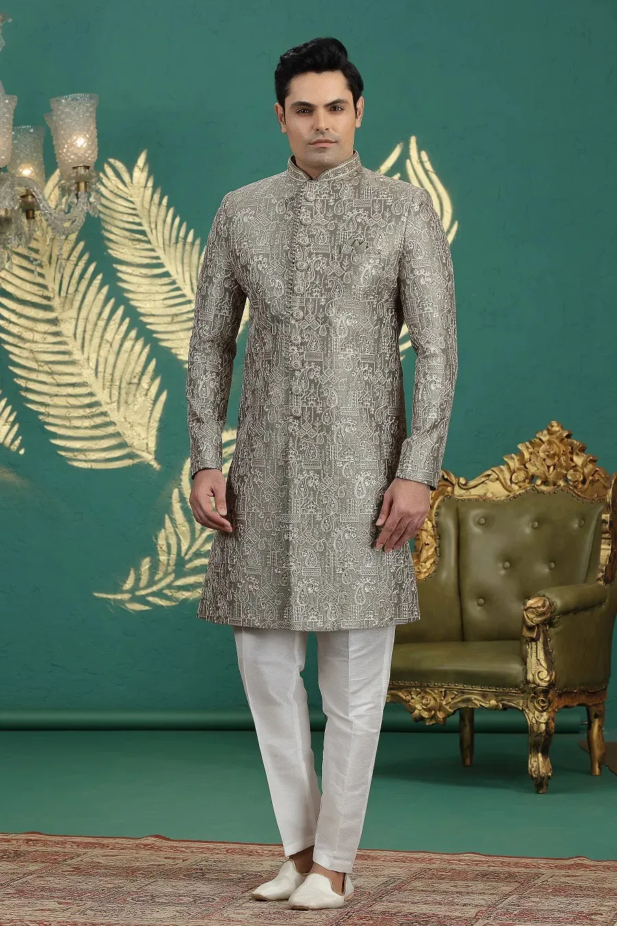 Sumi 4032 Banarasi Jacquard Wedding Sherwani Bottom Men's Wear