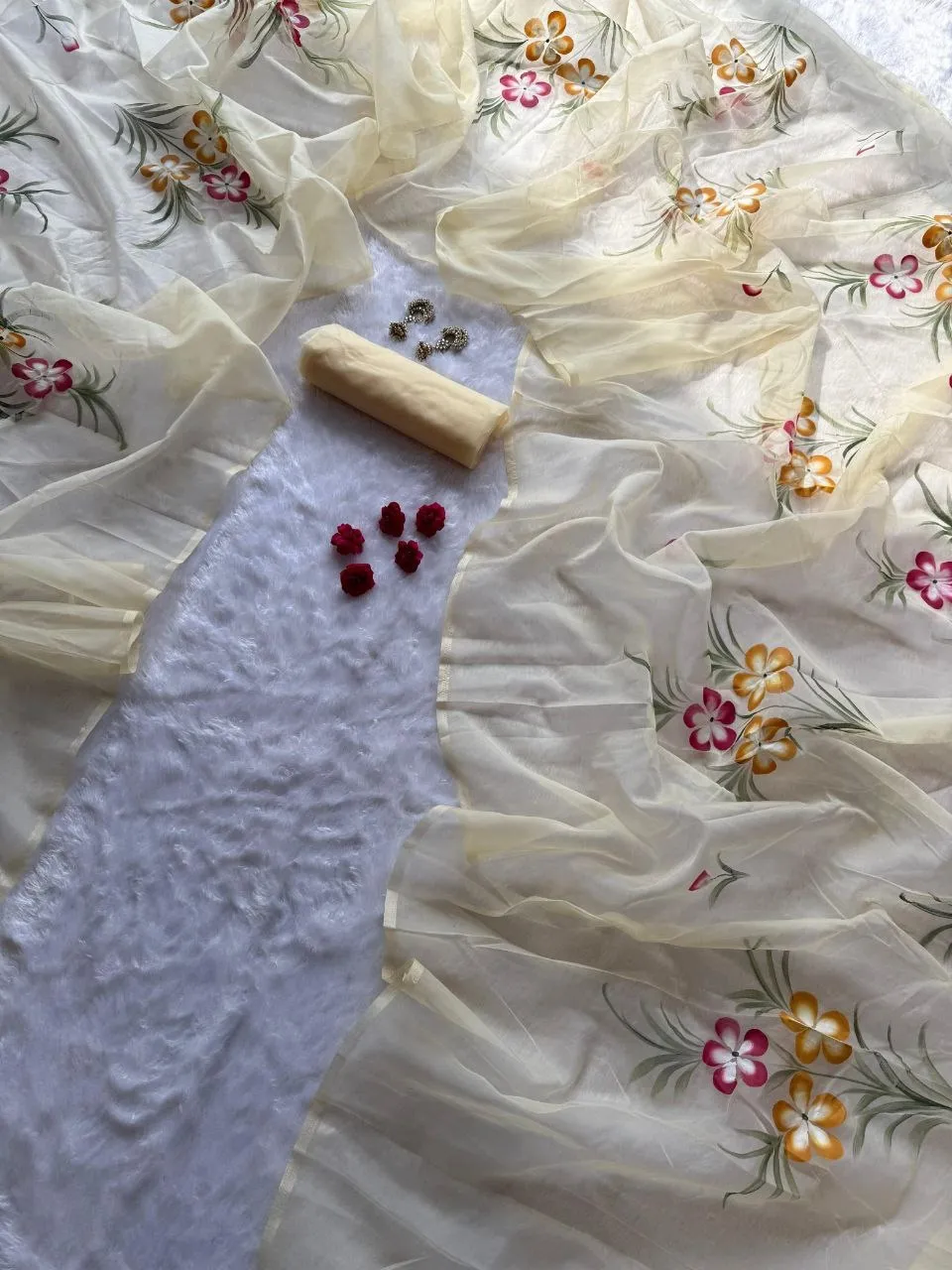 SWT 1188 Organza Flower Painted Sarees