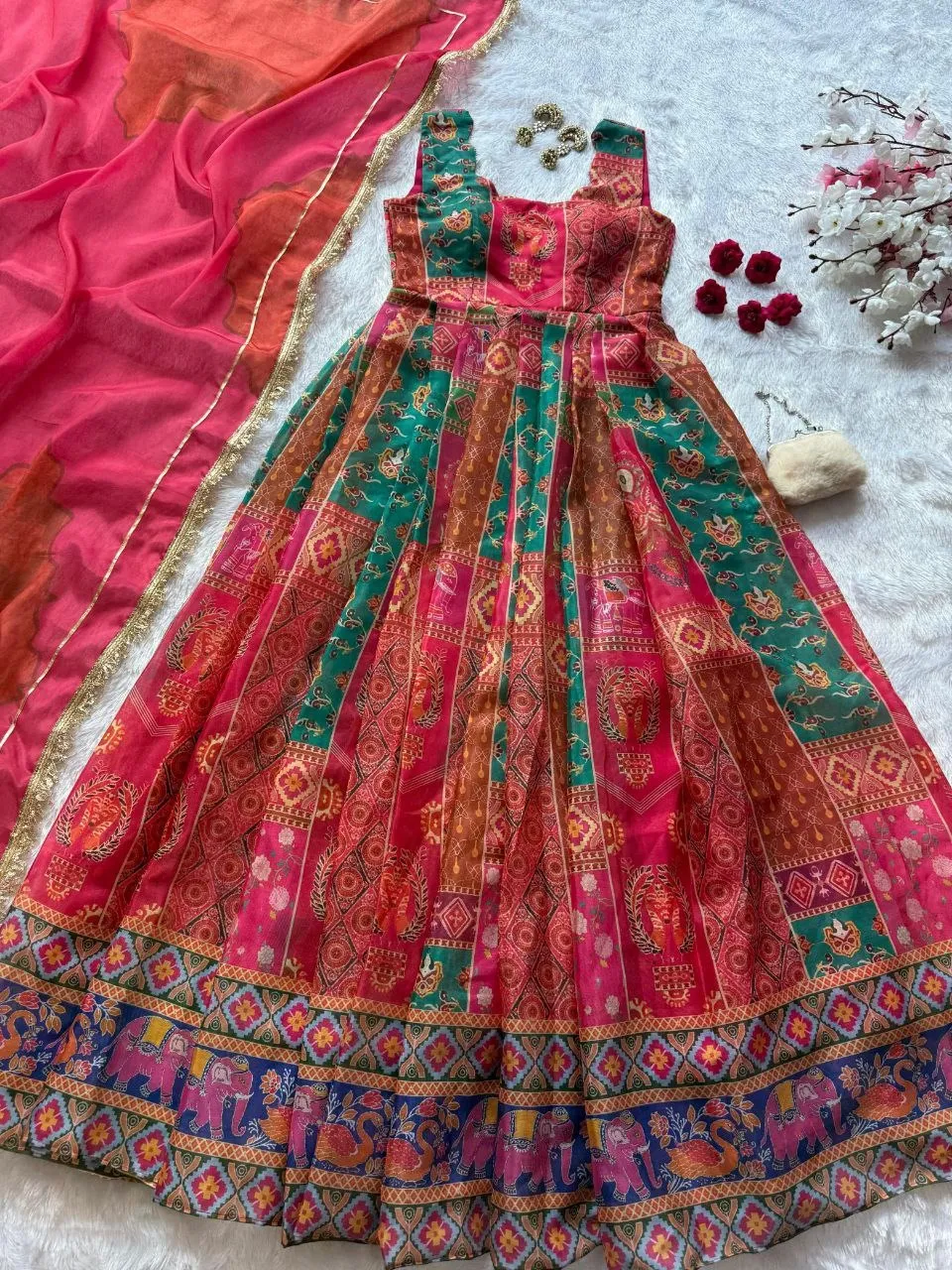 SWT 1190 Jimmy Organza Silk Digital Printed Gown