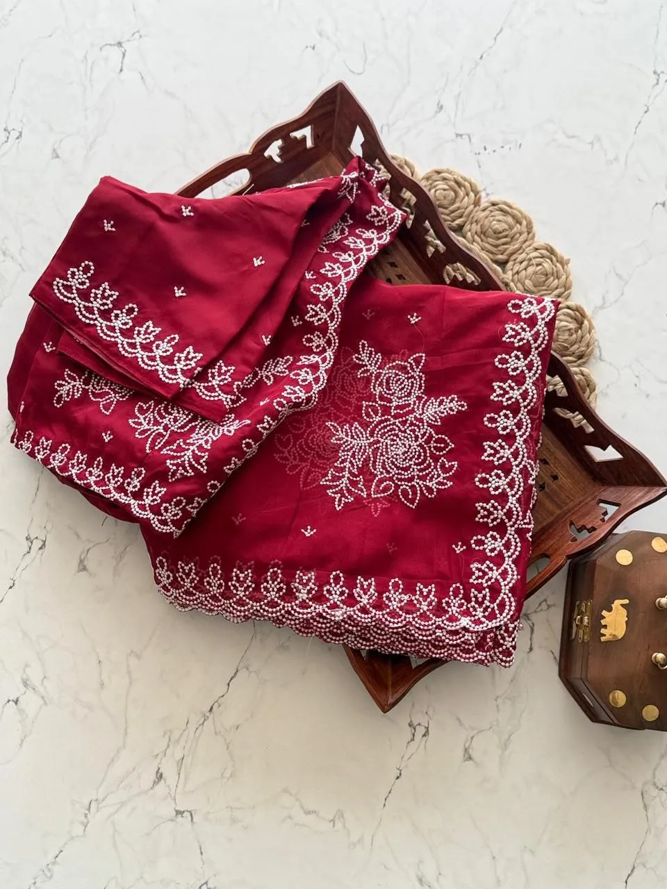 Tamanna 1099 Soft Tebby Orgenza White Tread Work Sarees