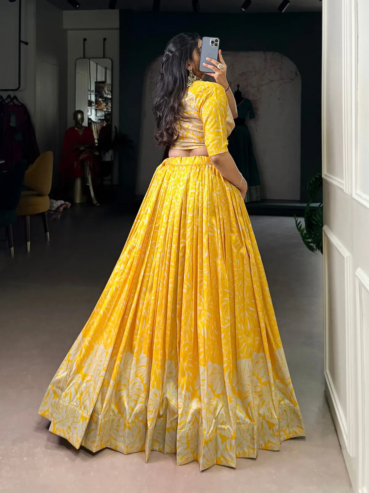 WMN 1127 Tasar Silk Printed Haldi Occasion Lehenga Choli