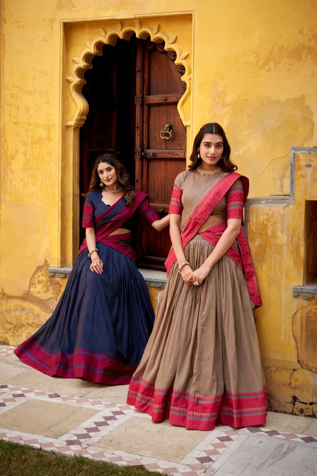 WMN 1901 Pure Chanderi Thread Work Lehenga Choli